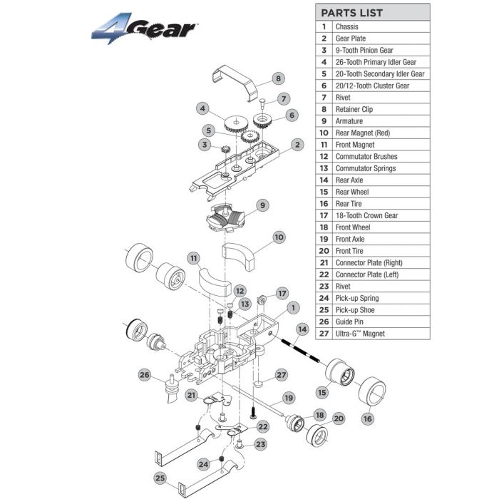 Auto World 4Gear Slot Car Chassis Parts Kit (PSC4G) - Rebuild & Tinker!
