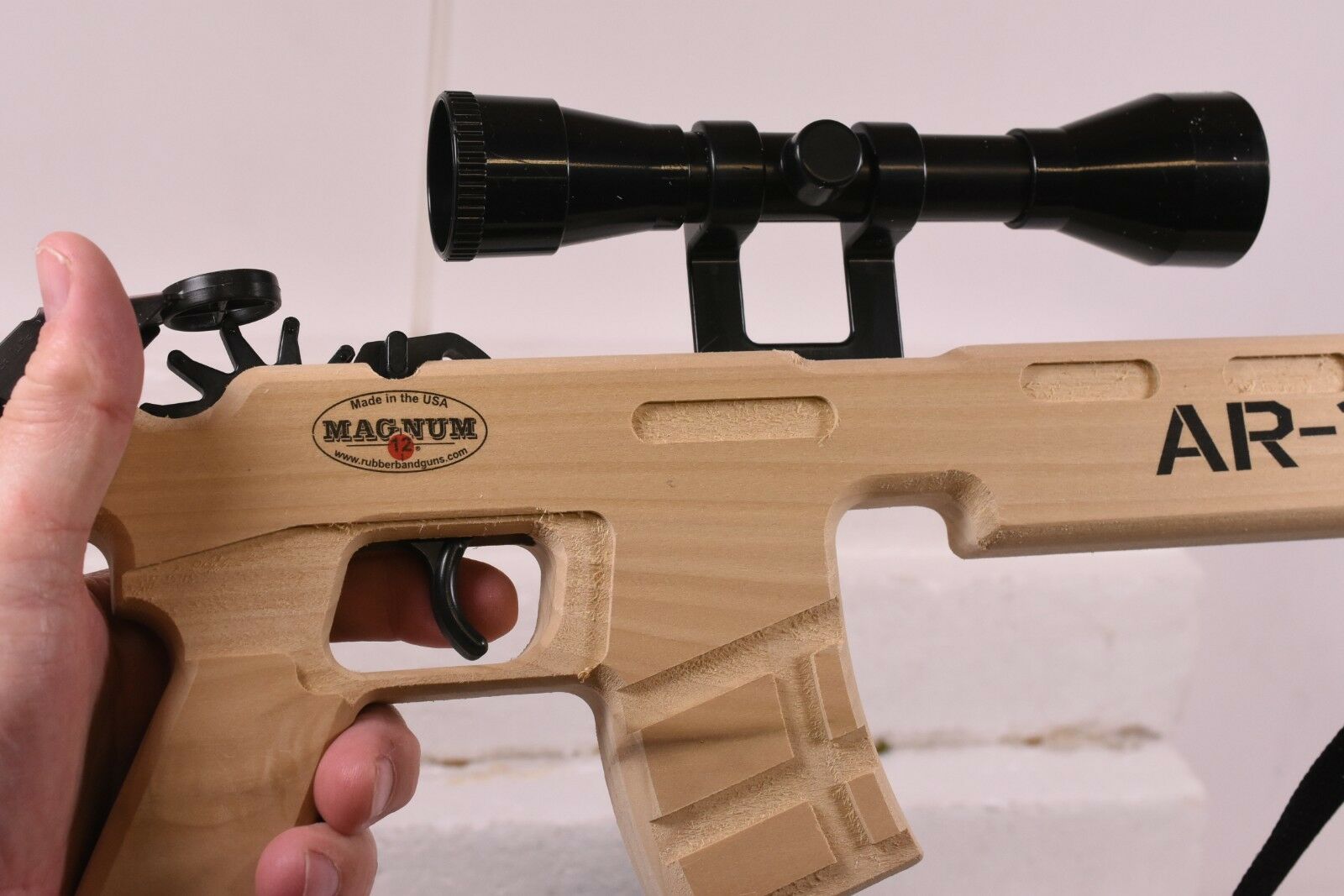 Powerful AR-15 Combat Rubber Band Rifle with Scope, Sling, and Free Ammo! | GL2AR15SS | Magnum Rubber Band Guns