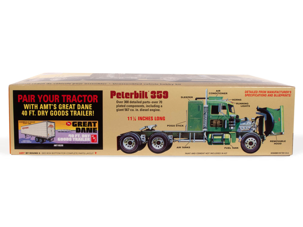 Peterbilt 359 California Hauler with Sleeper 1:25 Scale Model Kit - AMT1327 by AMT - A Must - Have for Model Enthusiasts!