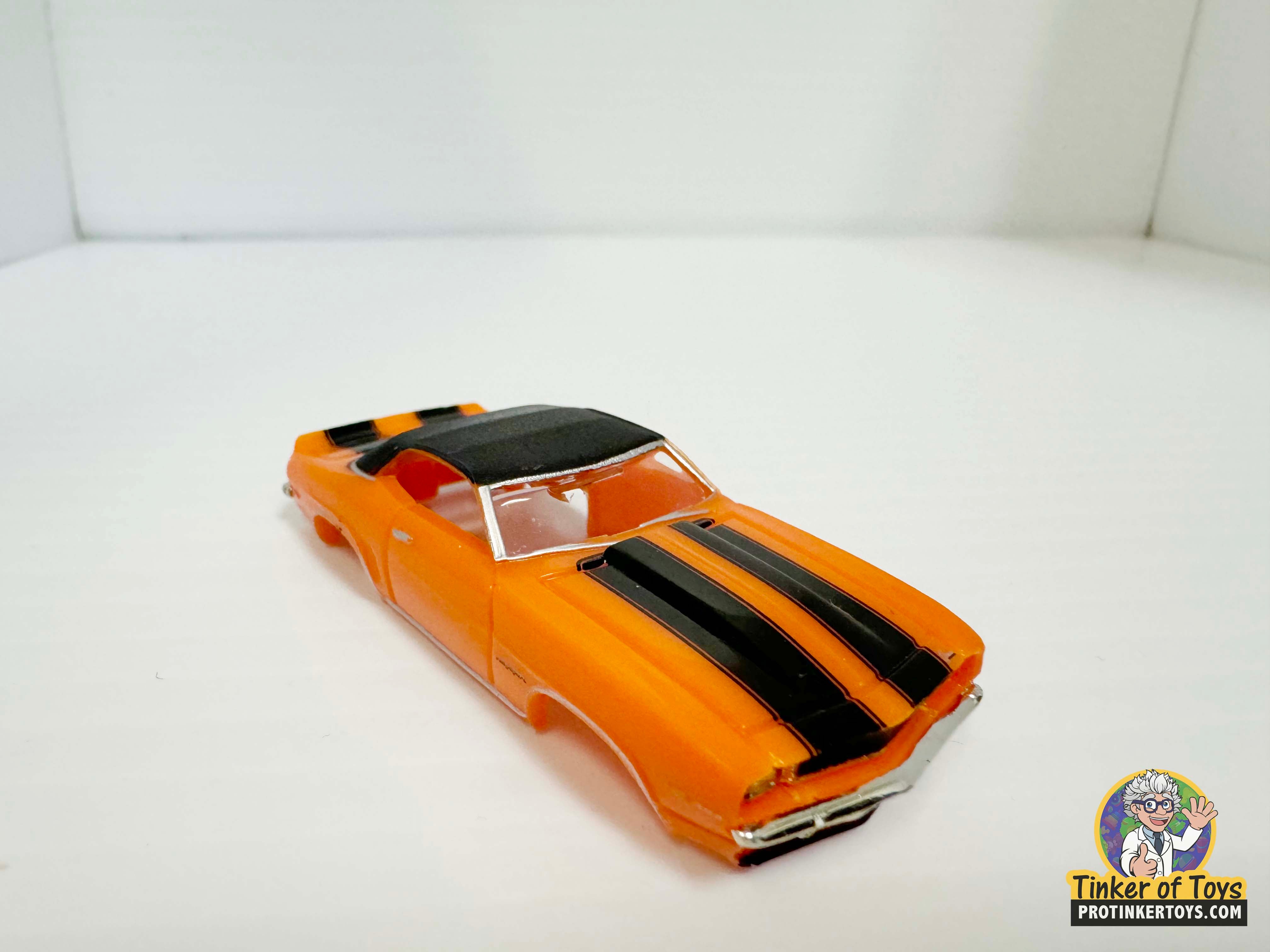 1969 Camaro RS Convertible with Orange and Black Stripes - Model Motoring's Classic Slot Car
