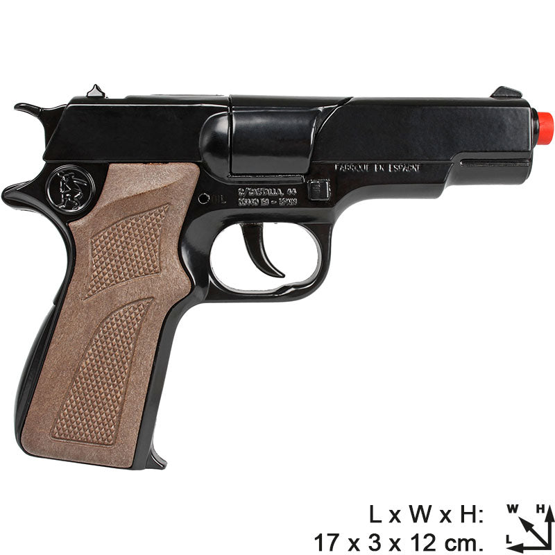 Gonher Police 1911 Style 8 Shot Diecast Cap Gun - Black | 125/6 - The Ultimate Playtime Weapon!