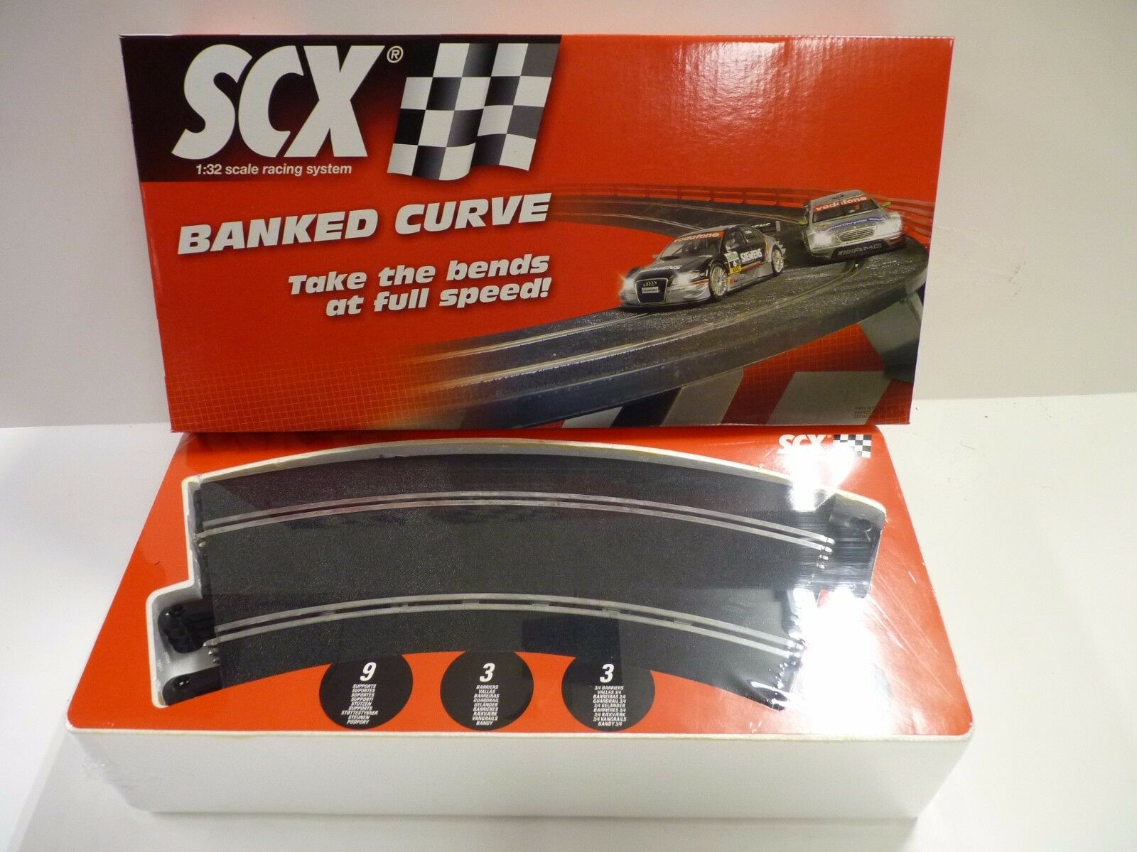 SCX 88680 Banked Curve Black Track: Ultimate Racing Upgrade with Supports and Barriers