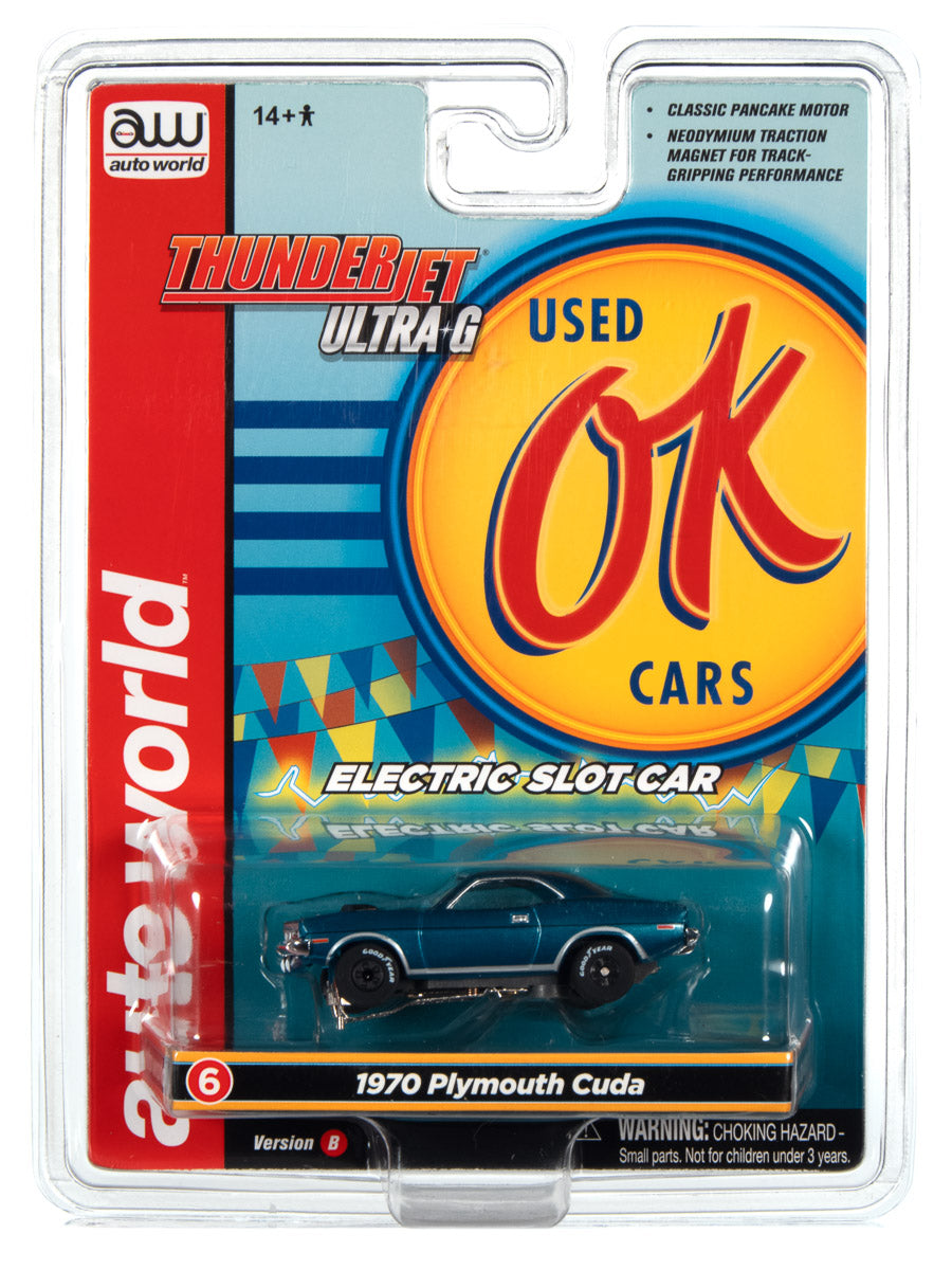 Auto World's Thunderjet Release 1 Slot Car Set - OK Used Cars SC377: A Racing Sensation!