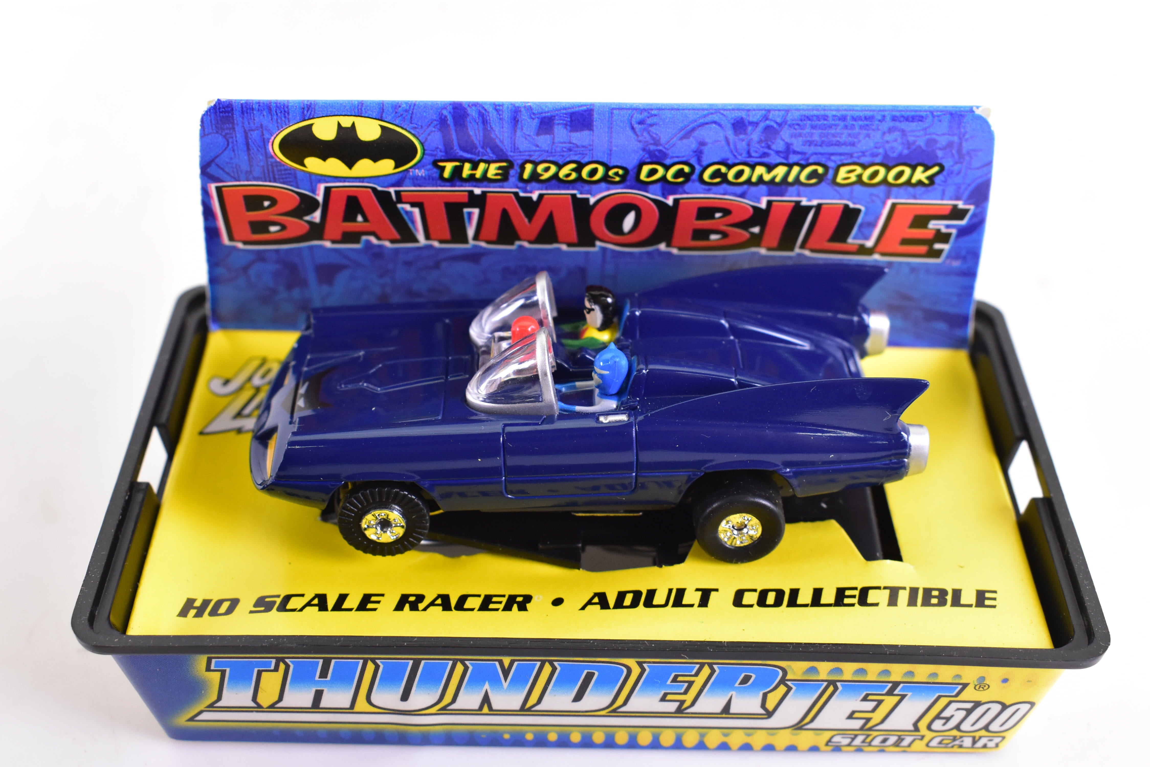 1960 DC Comic Book Batmobile Chrome Blue ThunderJet 500 Ho Scale Racer - Must-Have for Racing Fans! | 344-2 | Auto World