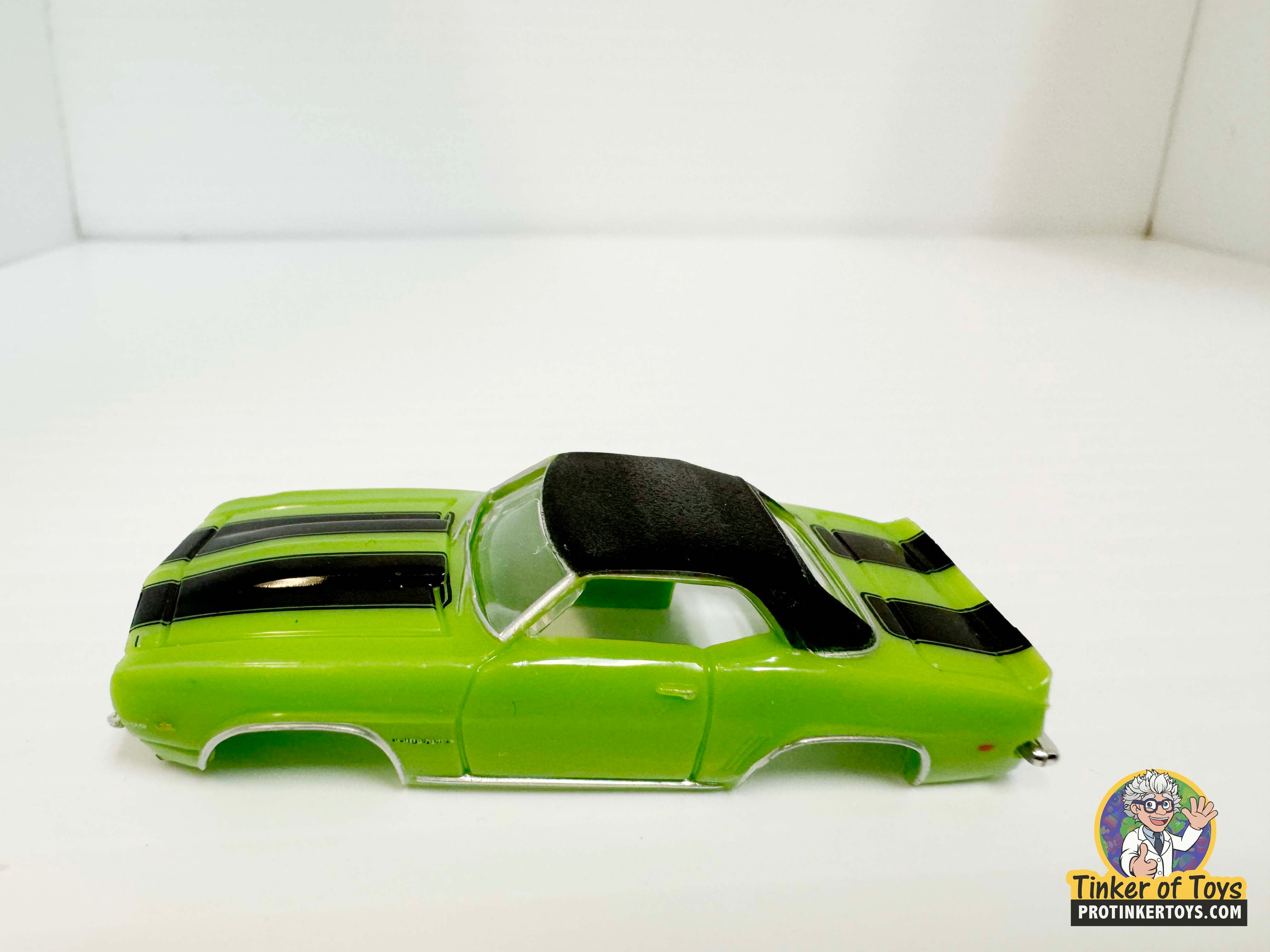 1969 Camaro RS Convertible Light Green with Black Stripes - Model Motoring Slot Car Gem!