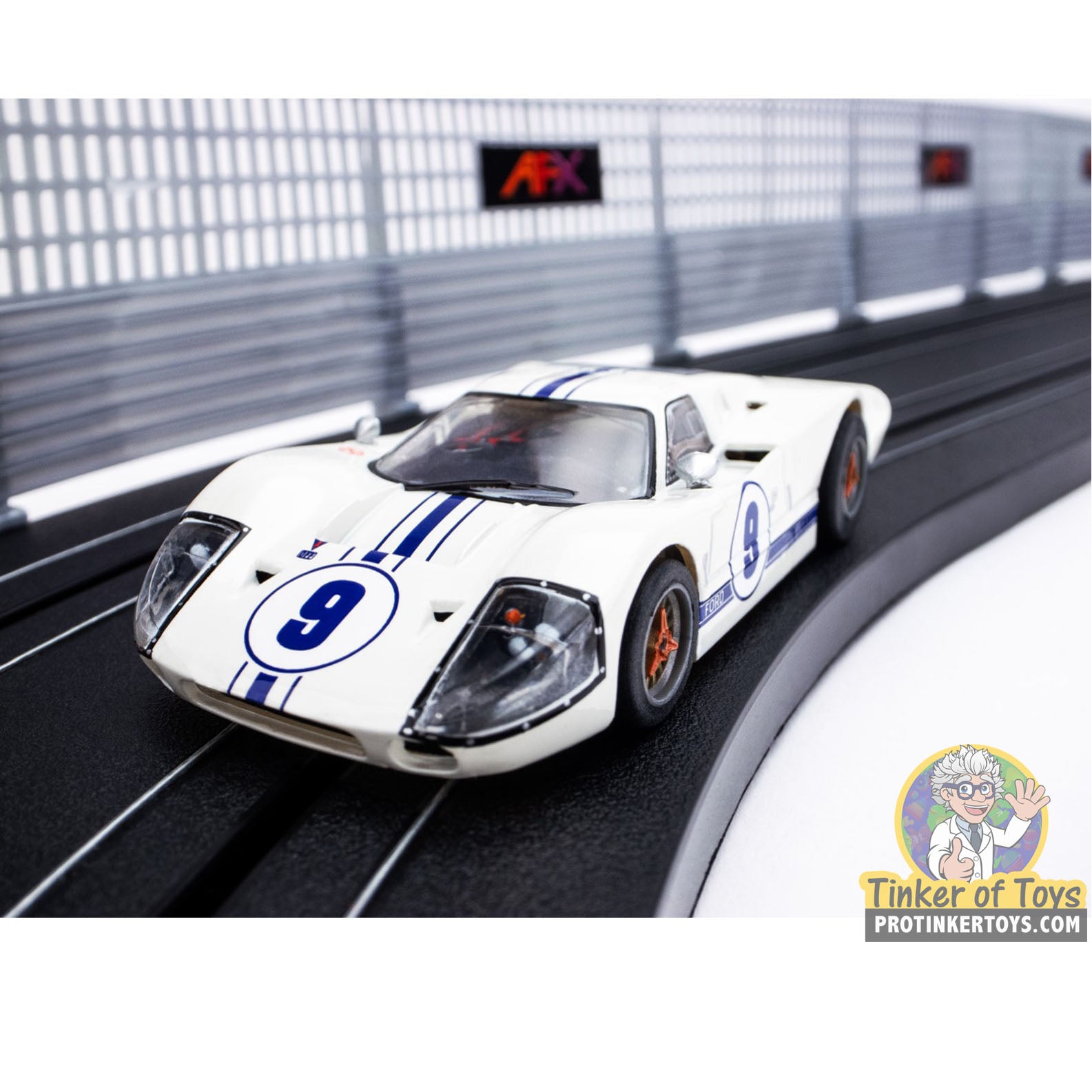 AFX/Racemasters Ford GT40 Mark IV #9 White Slot Car - 22078