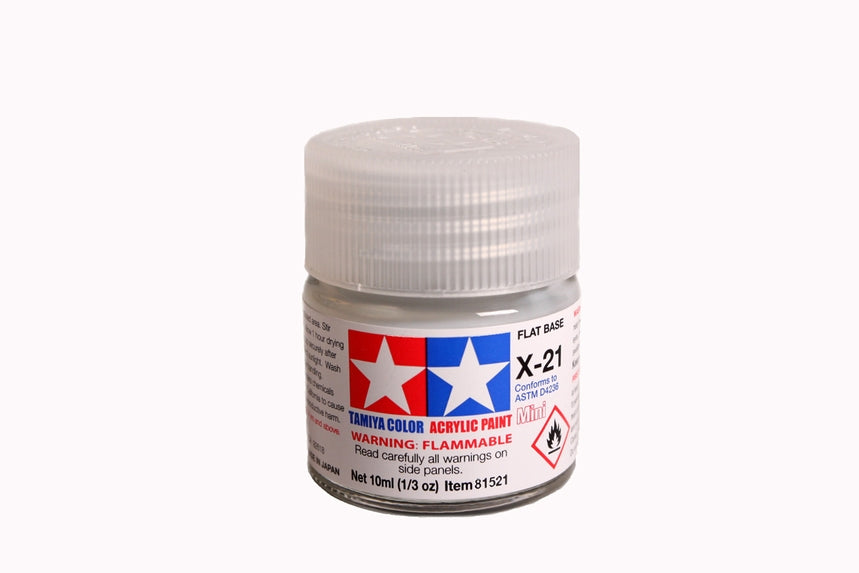 Tamiya Acrylic Mini X-21 Flat Base (10ml) - Transform Gloss to Flat!