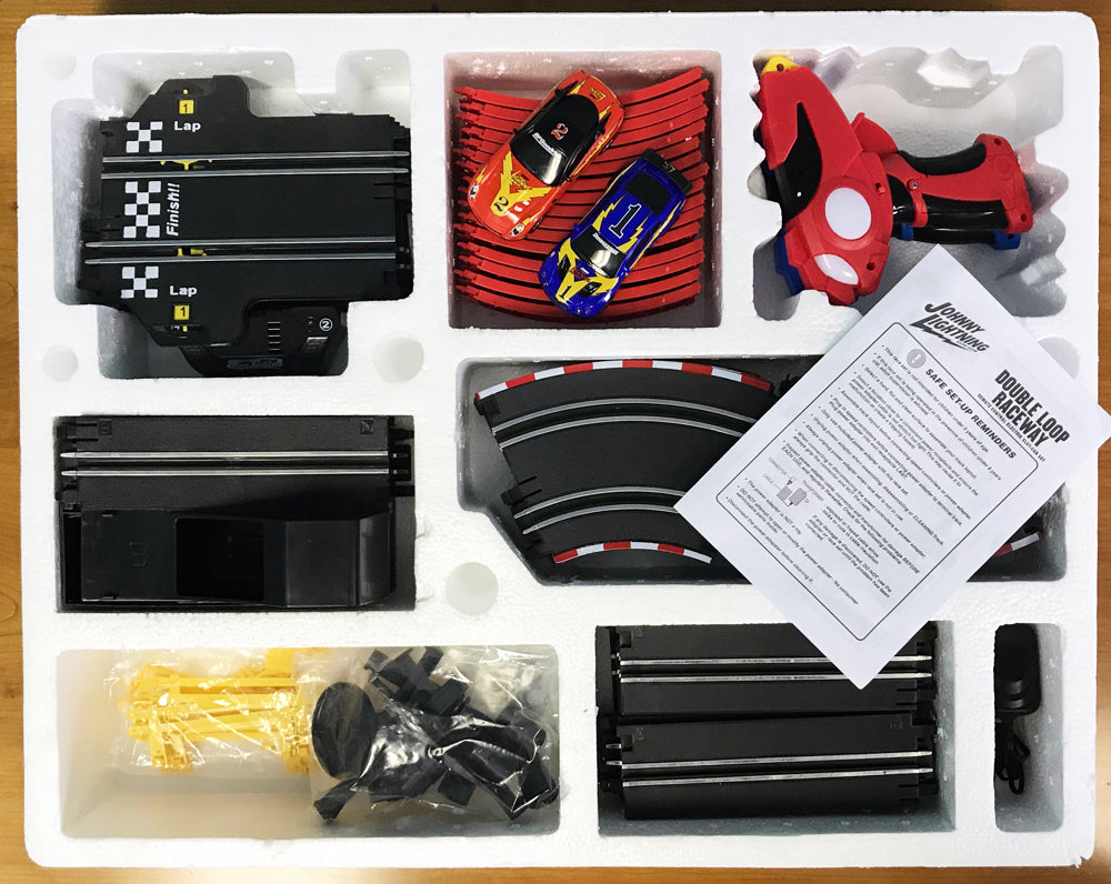 Johnny Lightning 24' Double Loop Raceway Remote Control Electric 1:43 Scale Slot Race Set - Exclusive Auto World Gem! | JLRS001