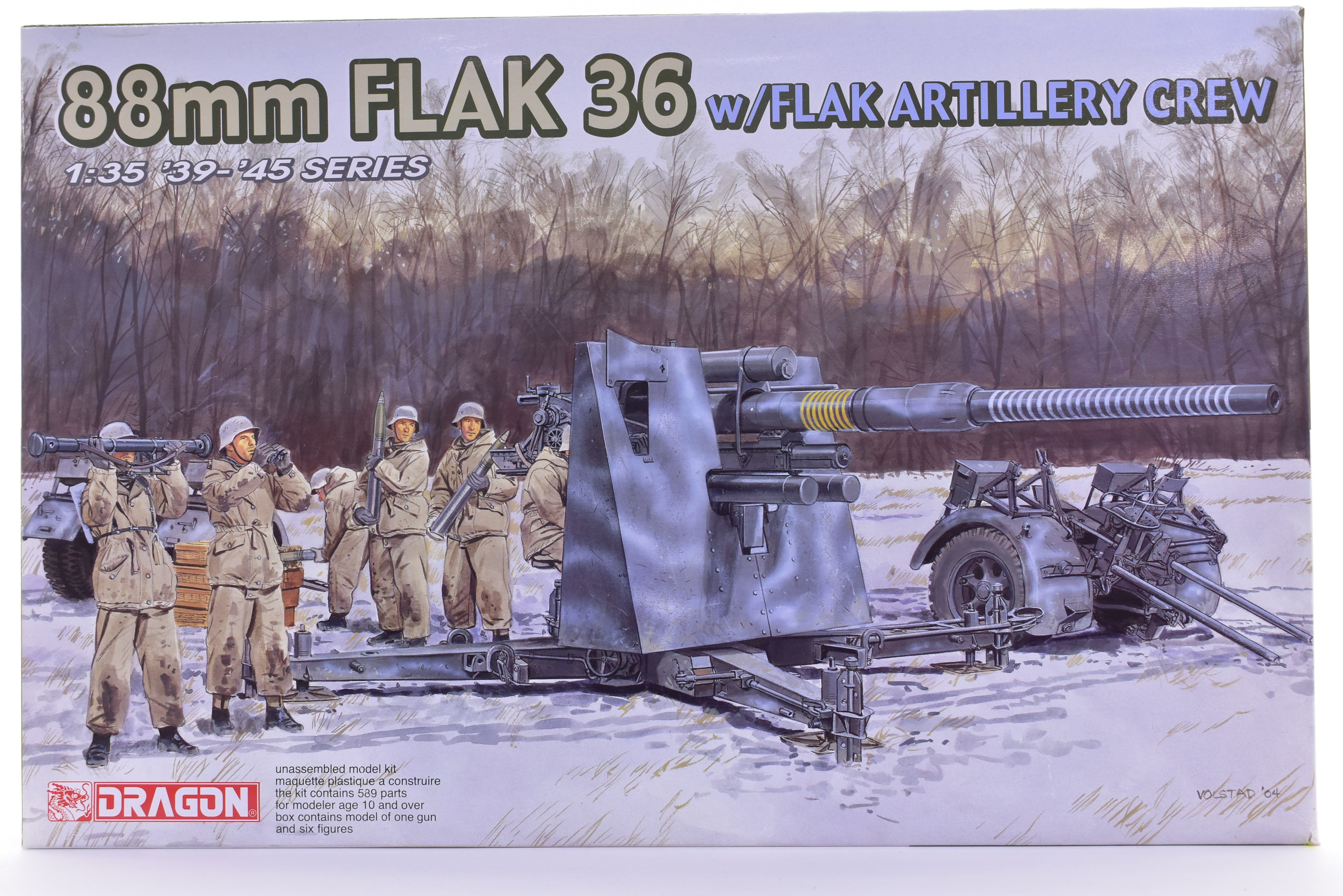 Unleash the Power! 88mm FLAK 36 w/Flak Artillery Crew 39-'45 Series 1:35 Dragon Model Kit 6260