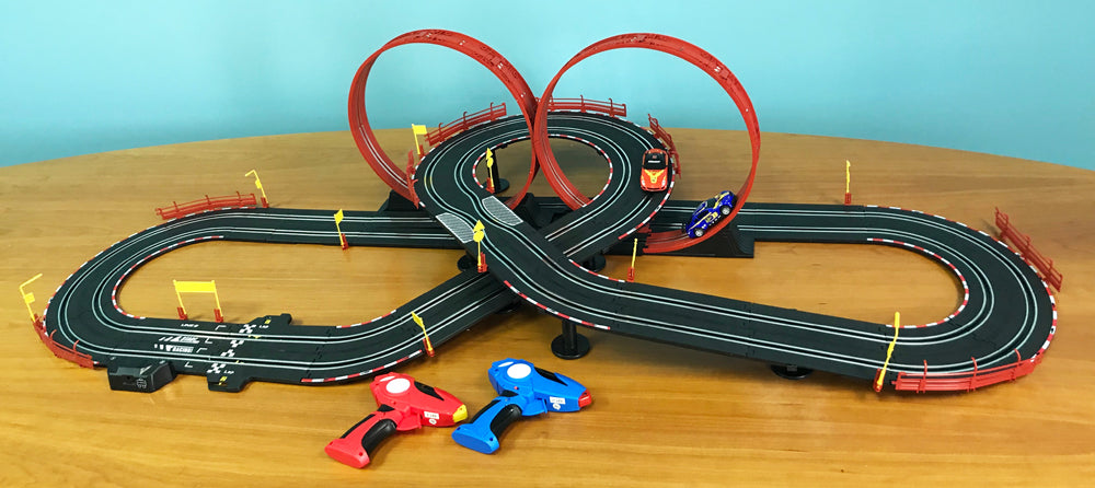 Johnny Lightning 24' Double Loop Raceway Remote Control Electric 1:43 Scale Slot Race Set - Exclusive Auto World Gem! | JLRS001