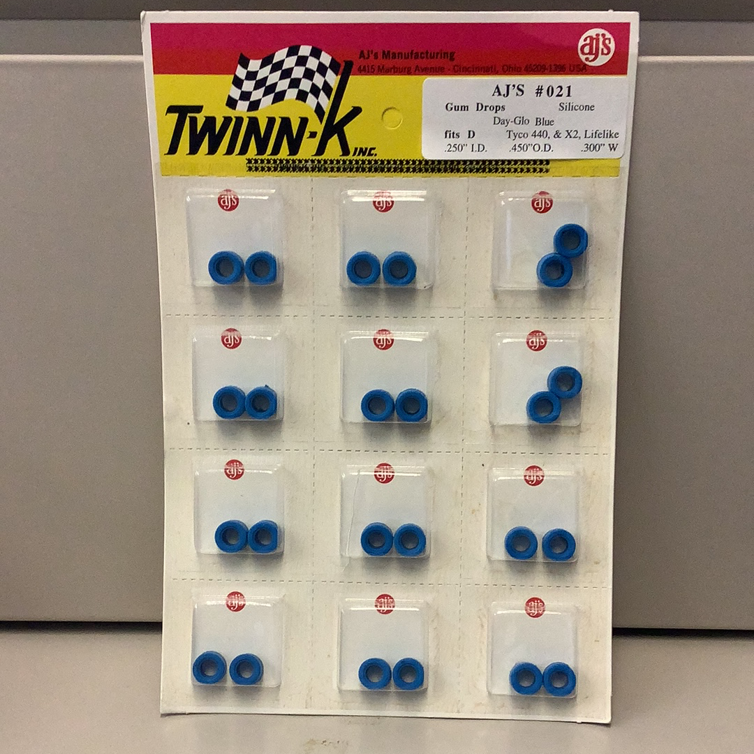 AJ'S 021 Day-Glo Blue Gum Drops Silicone Tires - A Must-Have!