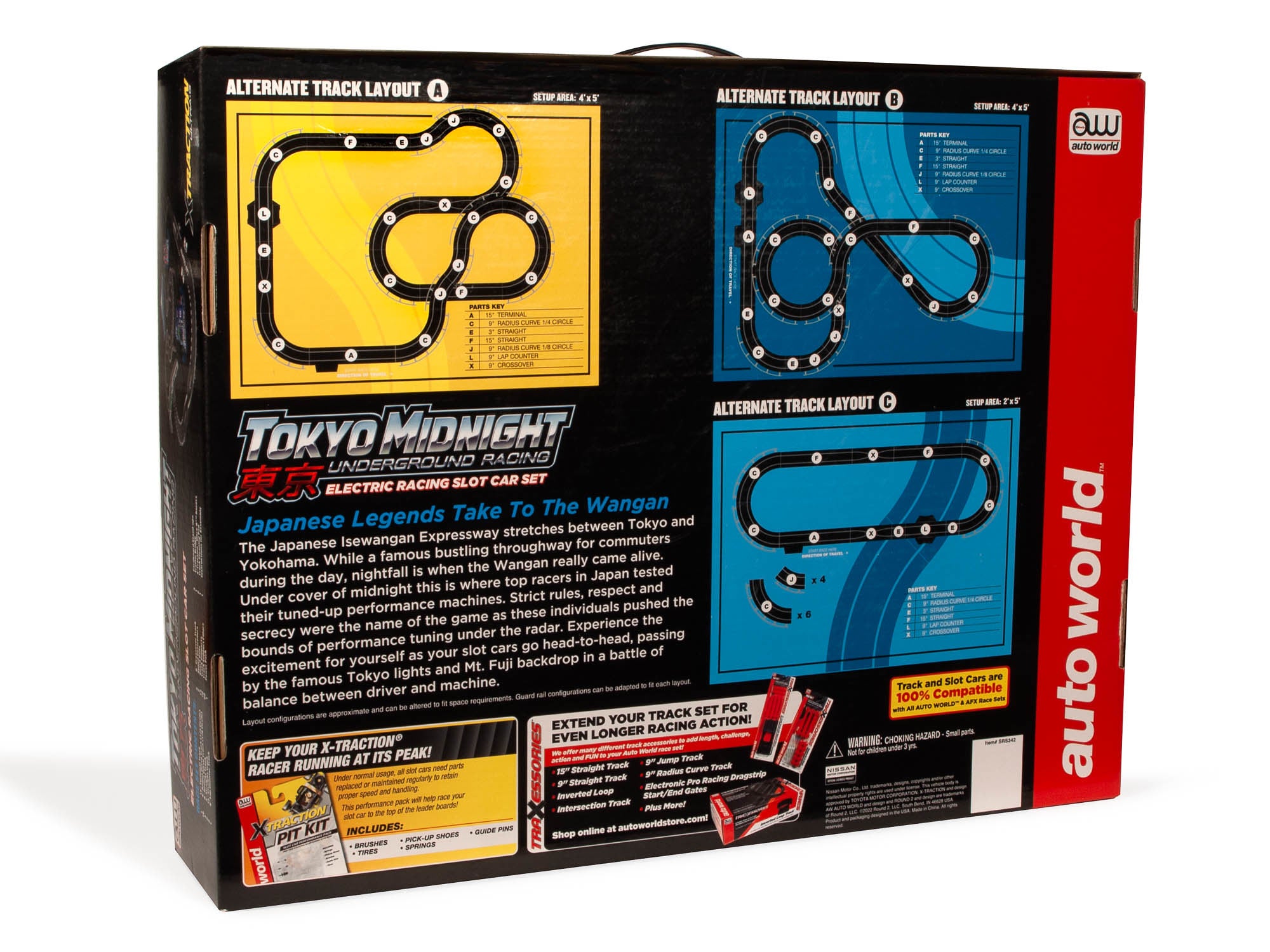 16' Tokyo Midnight Underground Racing Slot Race Set - SRS342 by Auto World: An Exciting Racing Experience!