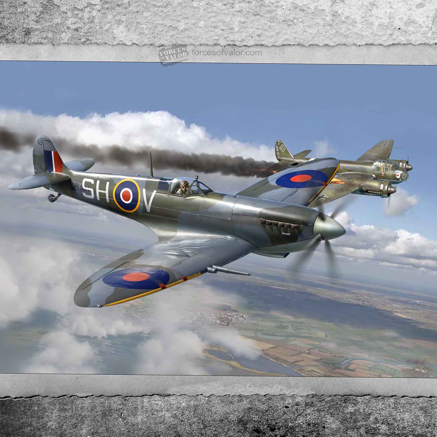 Awesome U.K Spitfire MK IX 1942 British Air Defence Model Kit 1:72 - Waltersons 873009A