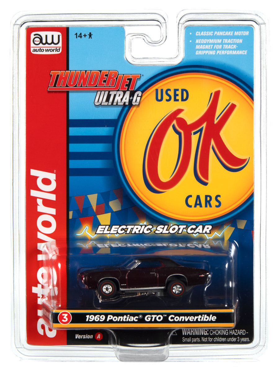 Auto World's Thunderjet Release 1 Slot Car Set - OK Used Cars SC377: A Racing Sensation!
