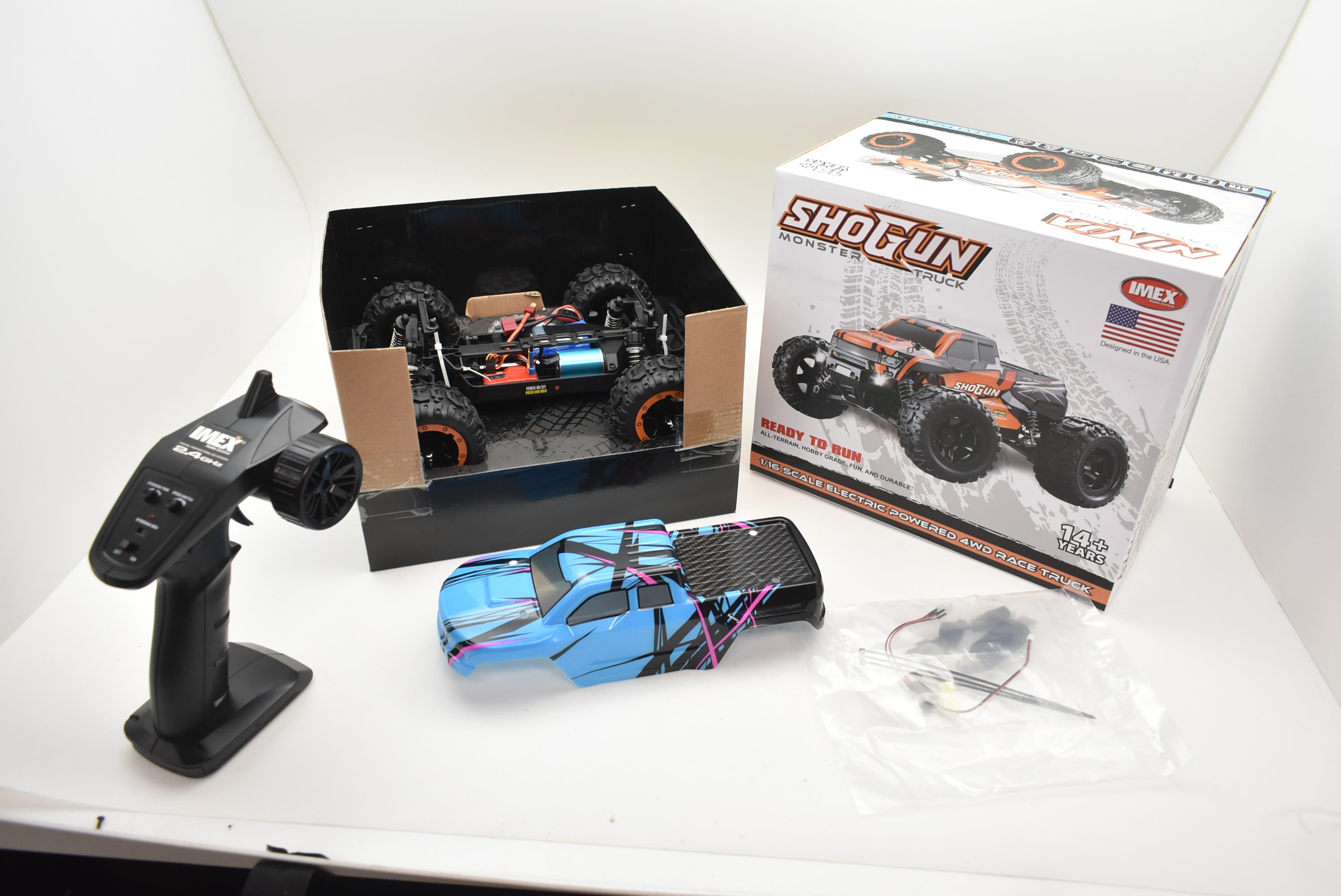 IMEX Shogun Monster Truck 1/16 - Brushless, Ready to Run in Stunning Blue/Yellow!