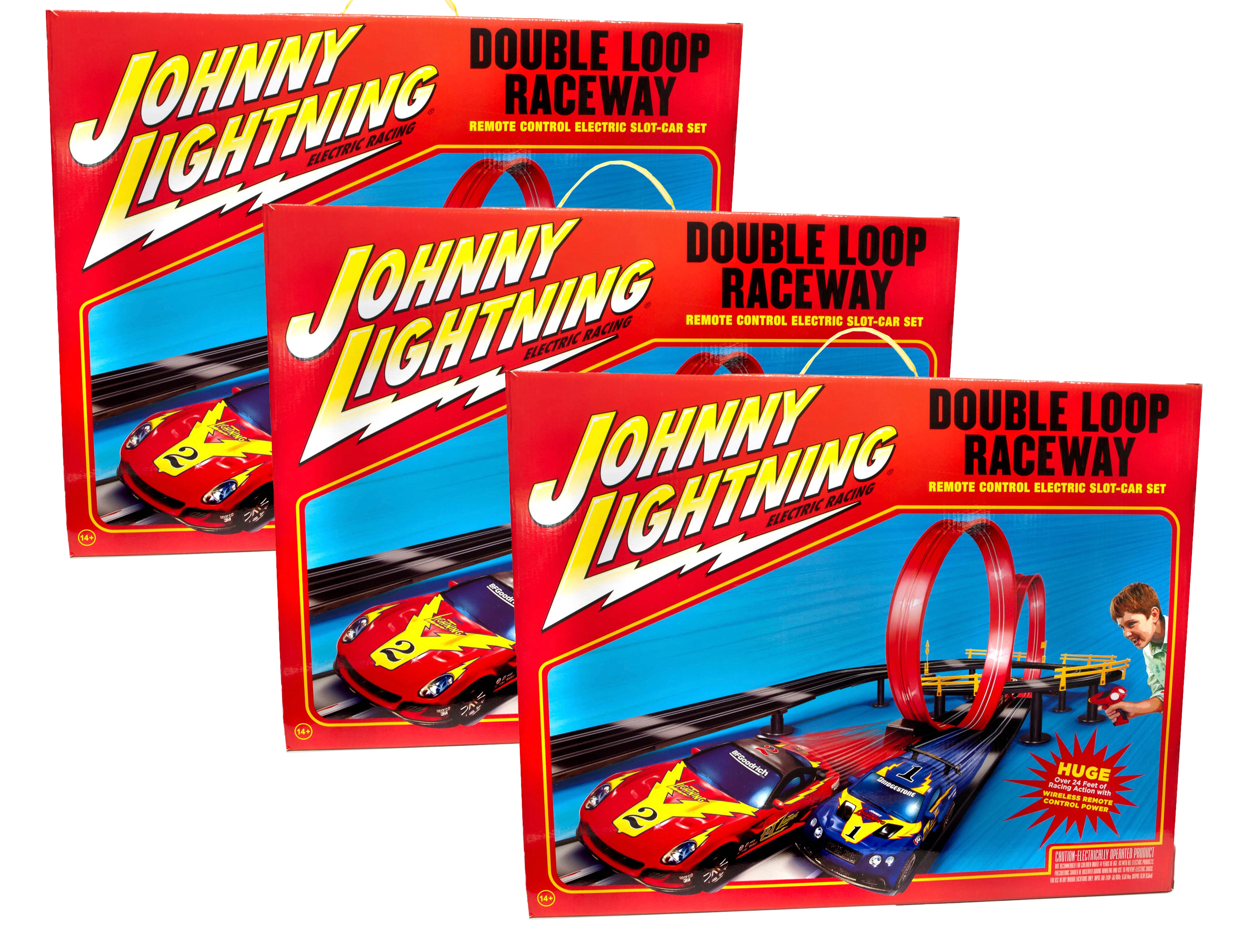 Johnny Lightning 24' Double Loop Raceway Remote Control Electric 1:43 Scale Slot Race Set - Exclusive Auto World Gem! | JLRS001
