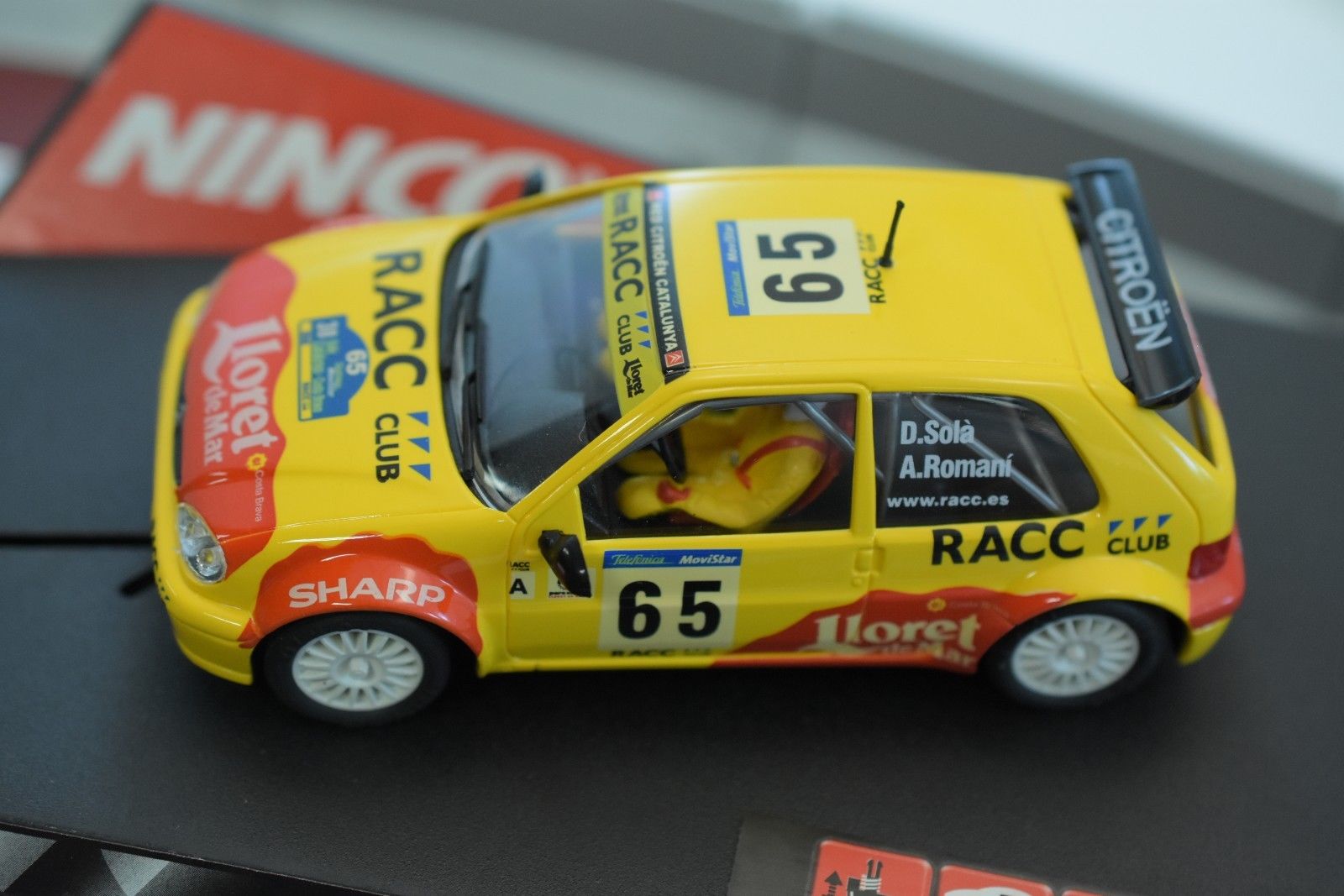 Ninco's Exciting Citroen Saxo JWRC 'RACC' D Sola Slot Car - 50266