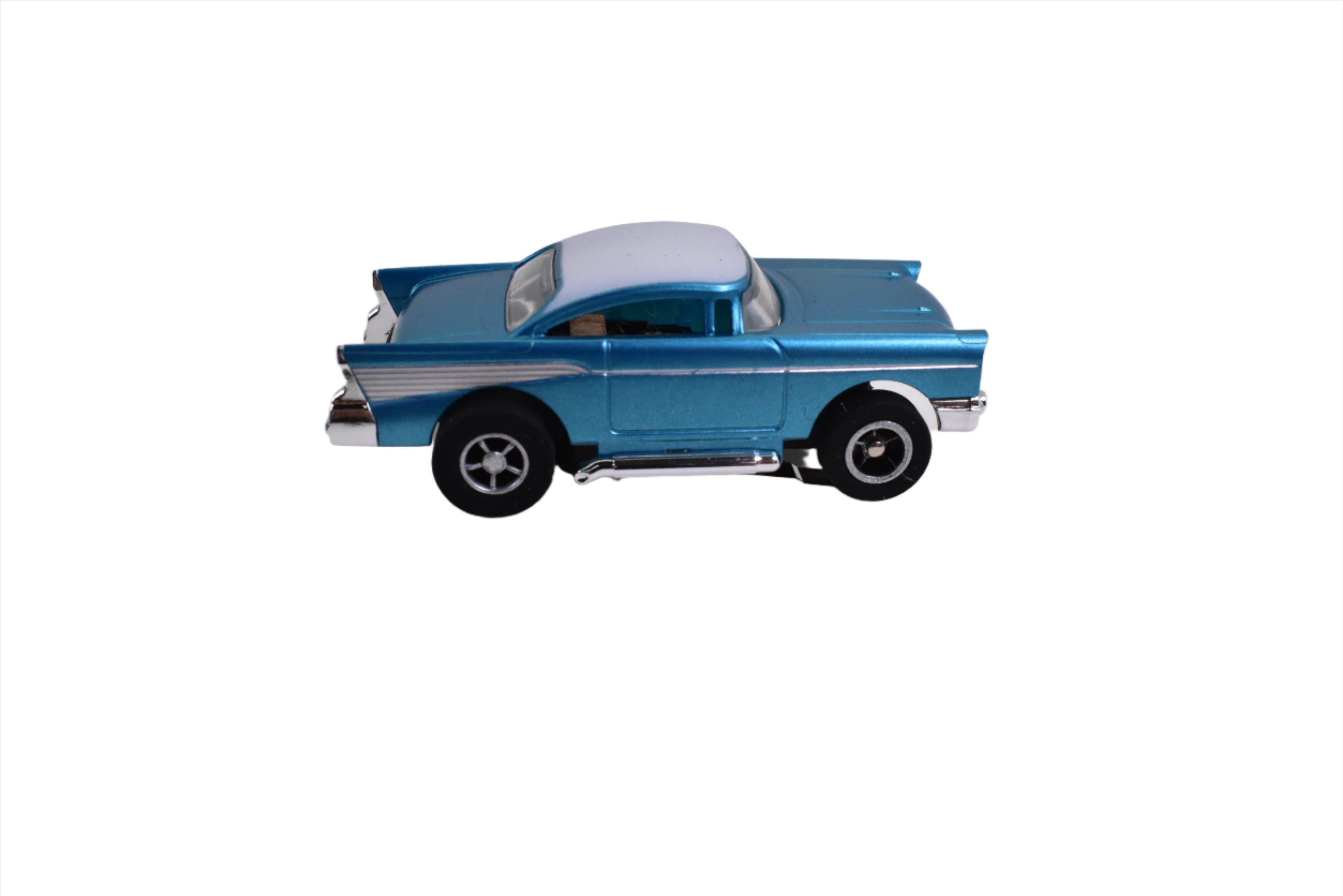 Don't Miss! HO Scale 1957 Lowered Custom ’57 Chevy Bel Air Slot Car in Assorted Colors with AW Chassis | 24000 | PTT/BB/AW