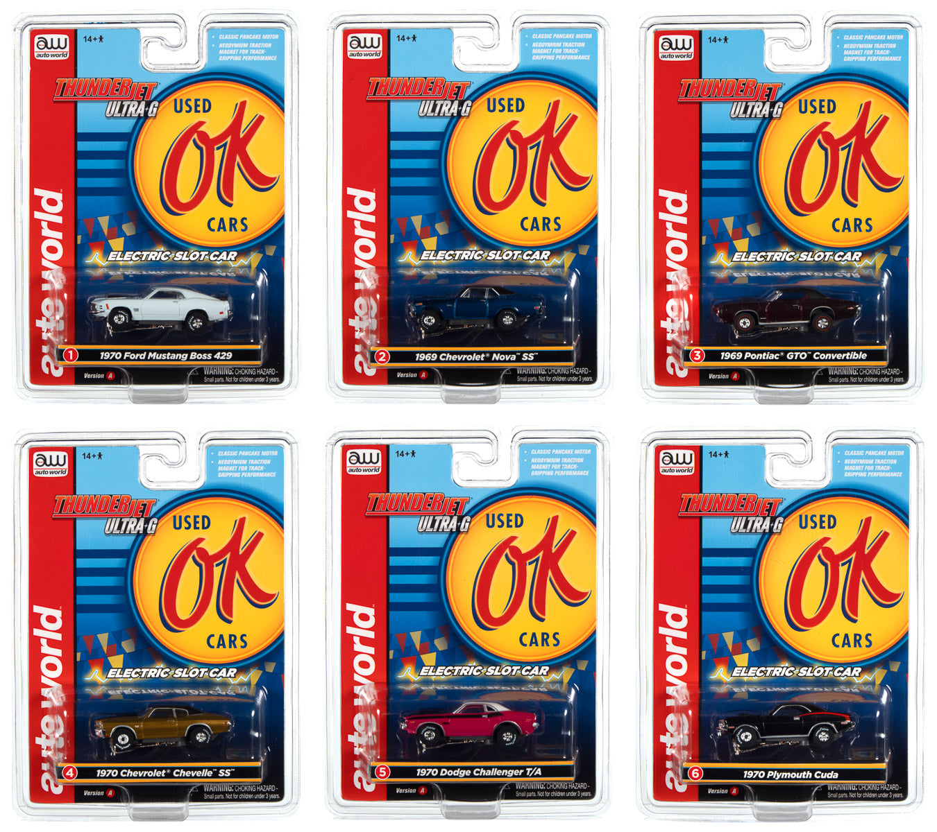 Auto World's Thunderjet Release 1 Slot Car Set - OK Used Cars SC377: A Racing Sensation!
