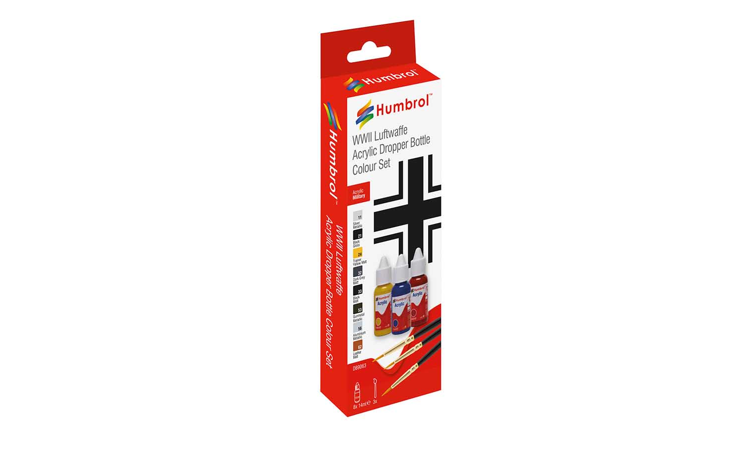 Humbrol Acrylic Paint & Brush Set - WWII Allied Military Colors (DB9064)