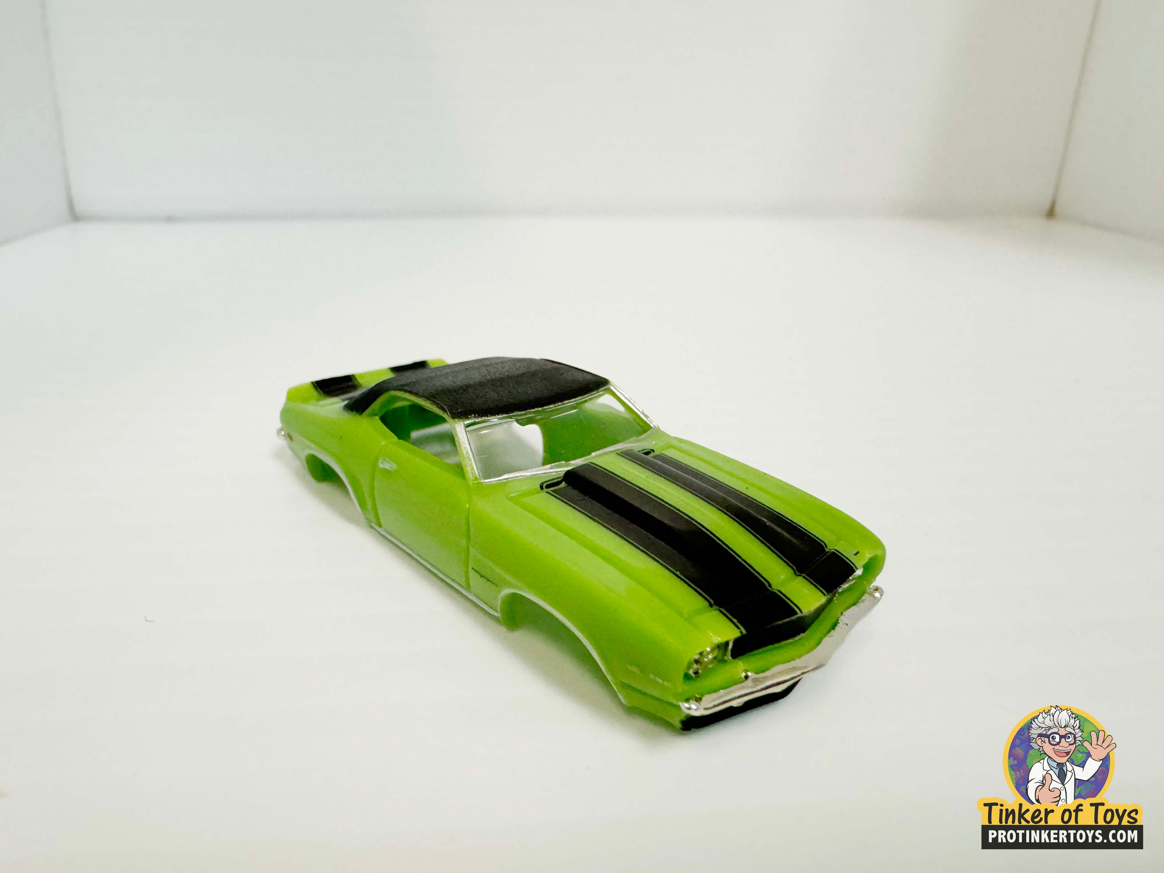 1969 Camaro RS Convertible Light Green with Black Stripes - Model Motoring Slot Car Gem!