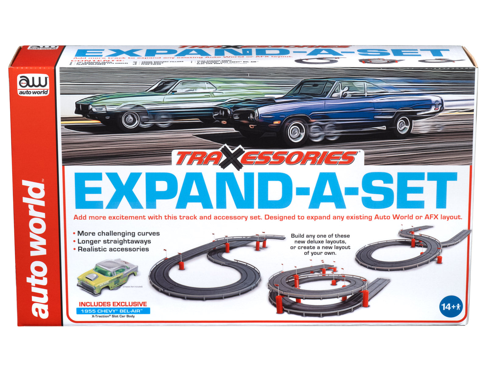 7-Foot Track & Accessory Expand-A Set with 1955 Chevy Bel Air Gasser Body - TRX112 by Auto World