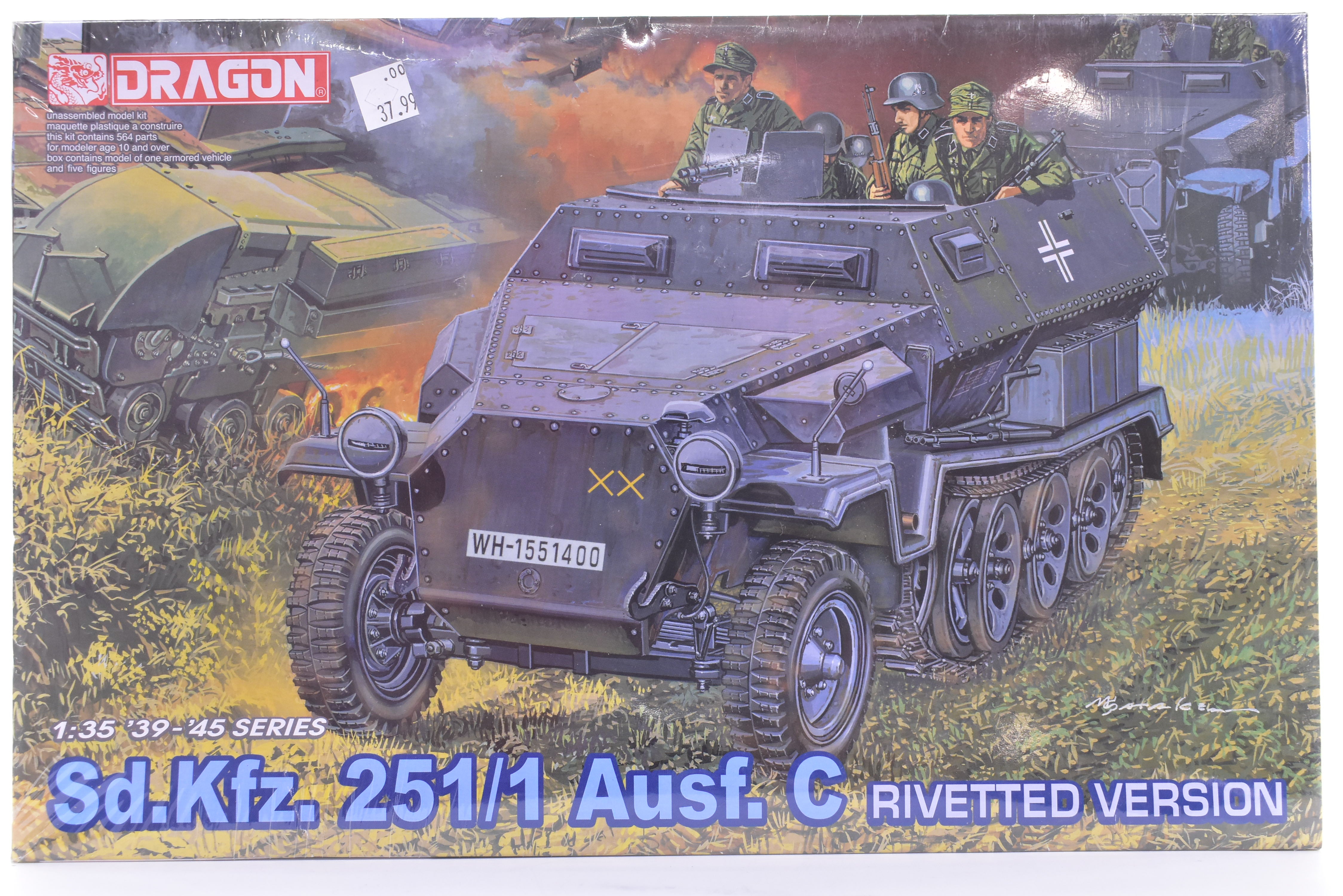 Unleash Your Inner Historian with the 1:35 Scale Sd.Kfz.251/1 Ausf. C Rivetted Version '39 - '45 Dragon Model Kit!