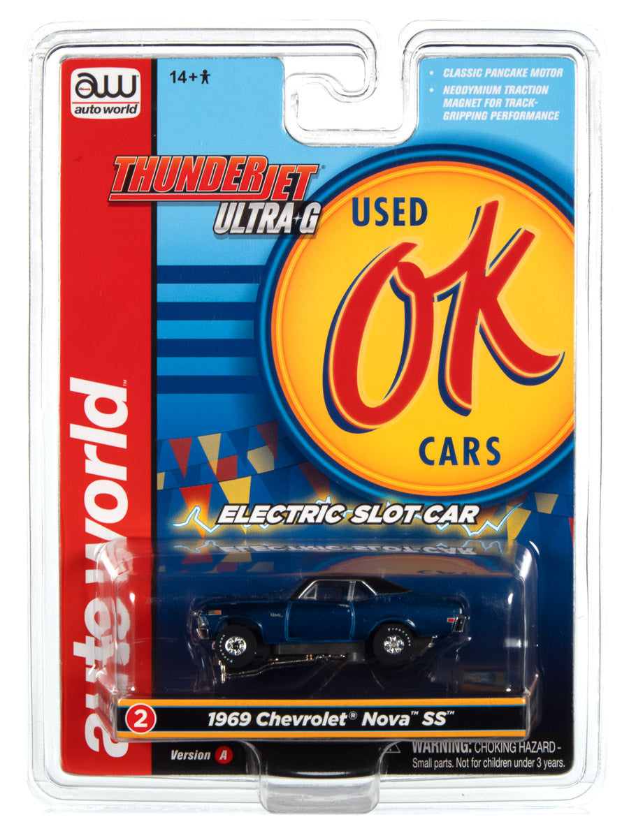 Auto World's Thunderjet Release 1 Slot Car Set - OK Used Cars SC377: A Racing Sensation!
