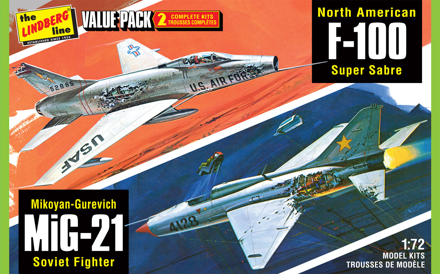 Fascinating F-100 SupSab & Mig-21BD 2-Pack | HL432/12 by Lindberg Model Company
