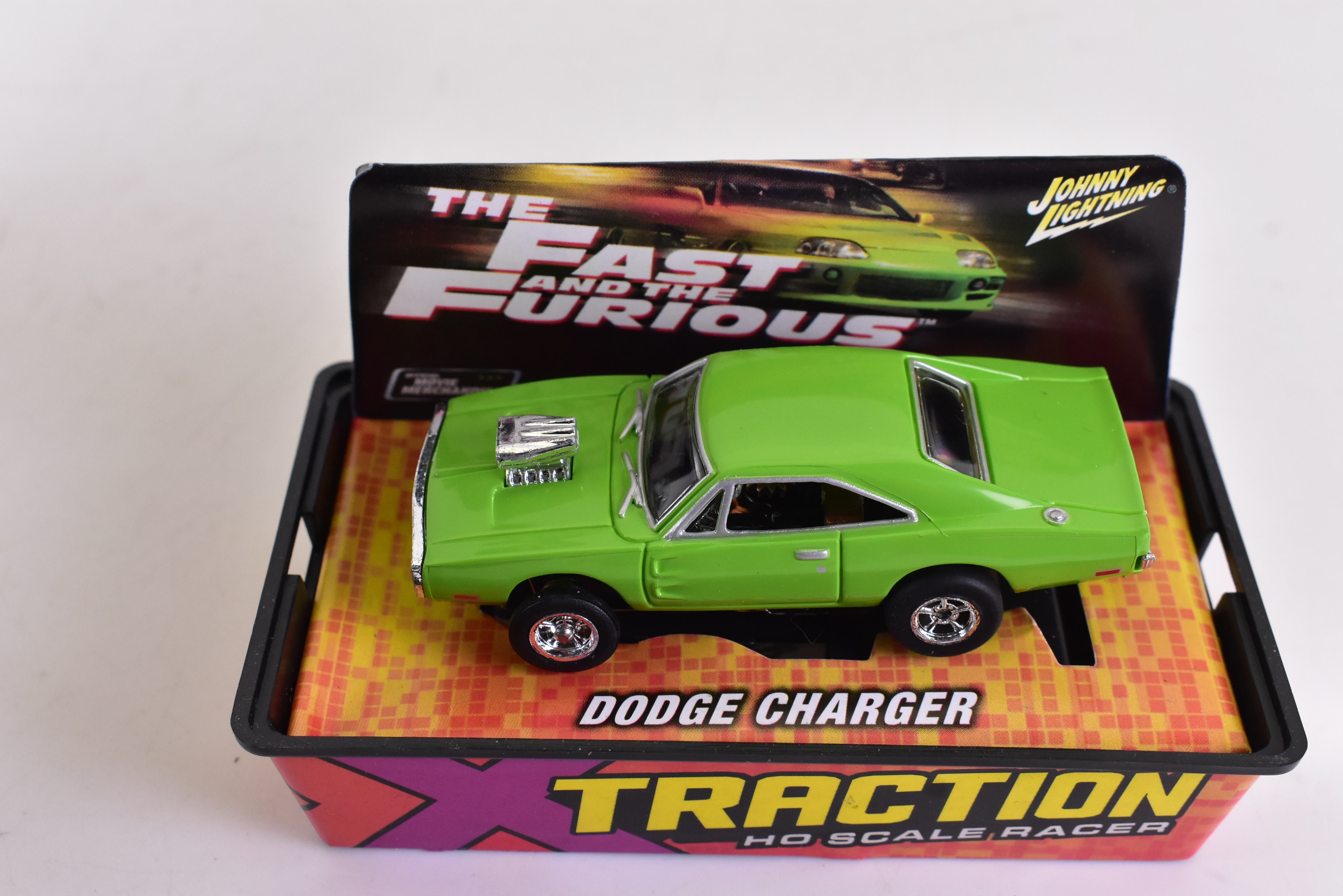 Auto World's Stunning Green Dodge Charger Xtraction Chassis HO Scale Racer 503-7