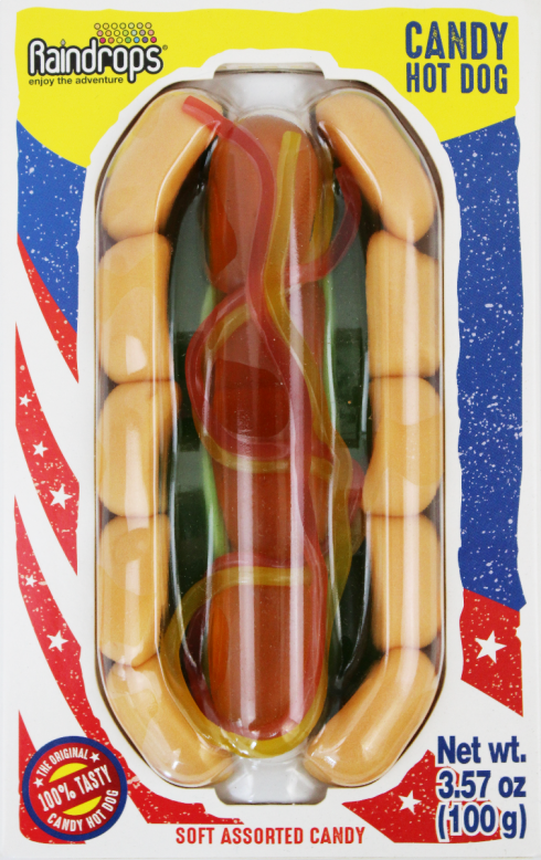 Delicious Raindrops Gummy Hot Dog Candies by Nassau Candy