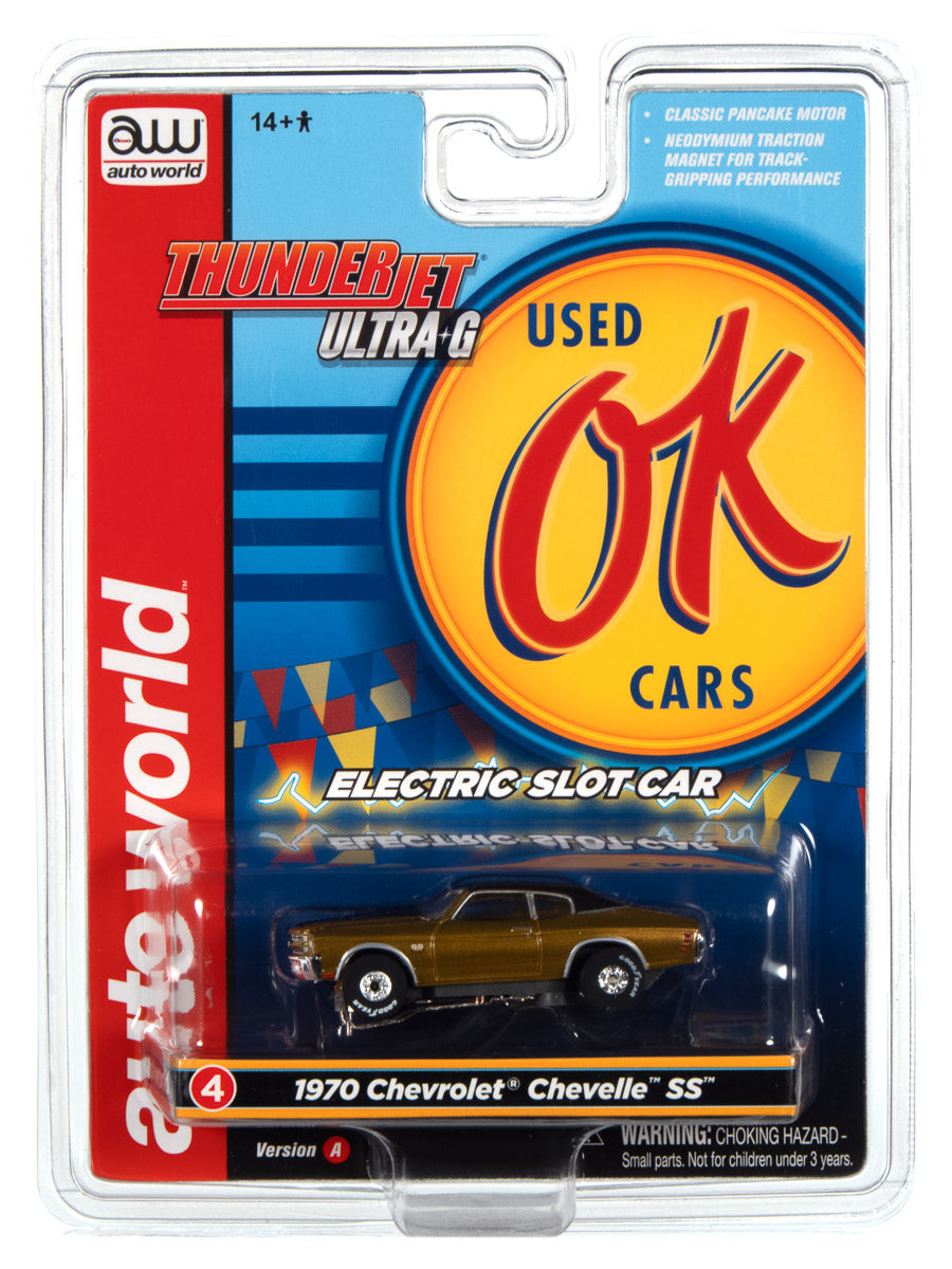 Auto World's Thunderjet Release 1 Slot Car Set - OK Used Cars SC377: A Racing Sensation!