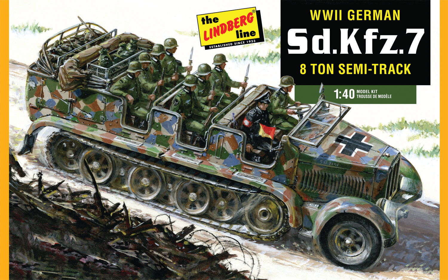 Exciting German Sd.Kfz.7 8-Ton Semi-Track Personnel Carrier | HL416 | Lindberg Model Company - Must-Have for Model Enthusiasts!