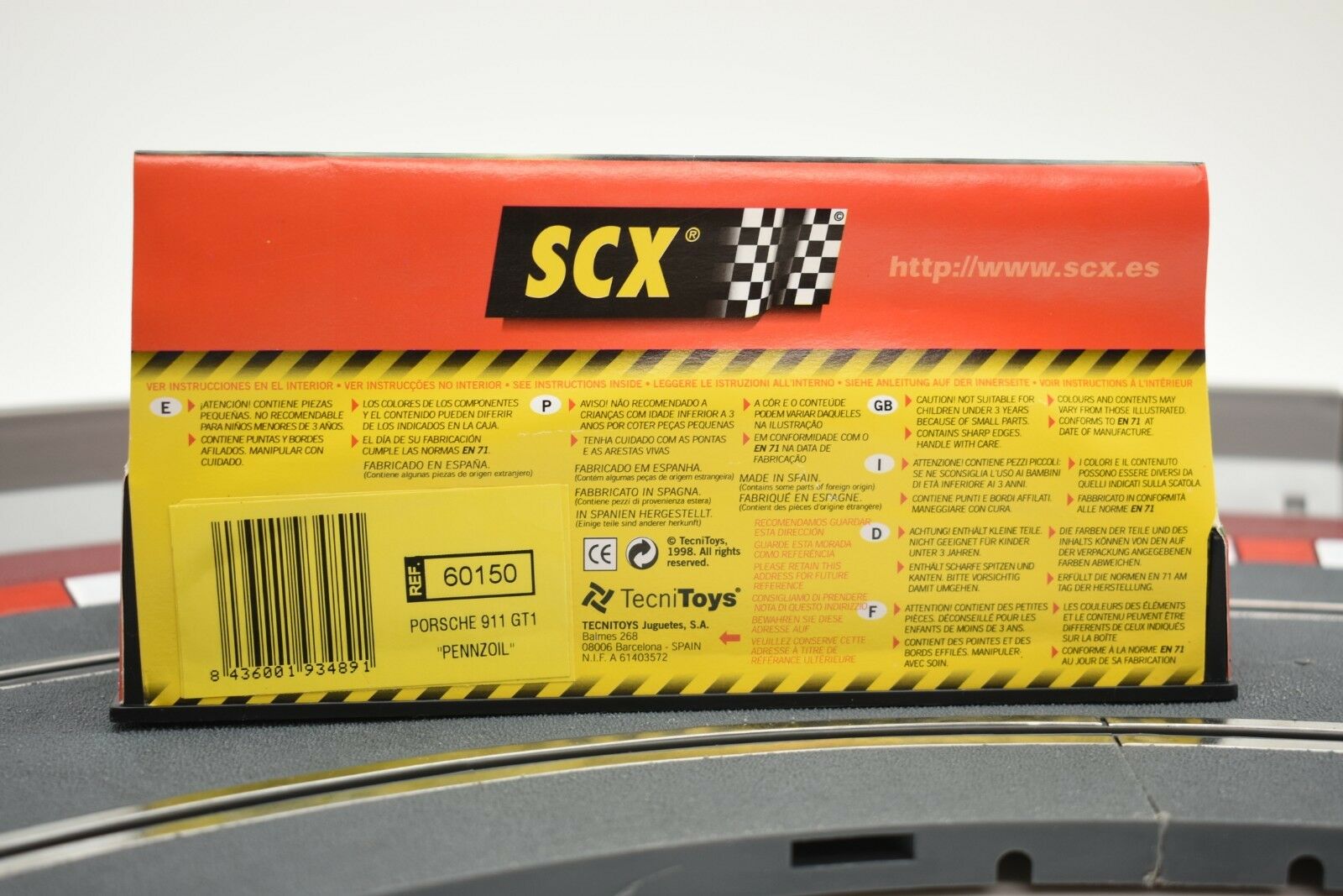 Porsche 911 GT1 “Pennzoil” SCX Analog Slot Car - Yellow Beauty!