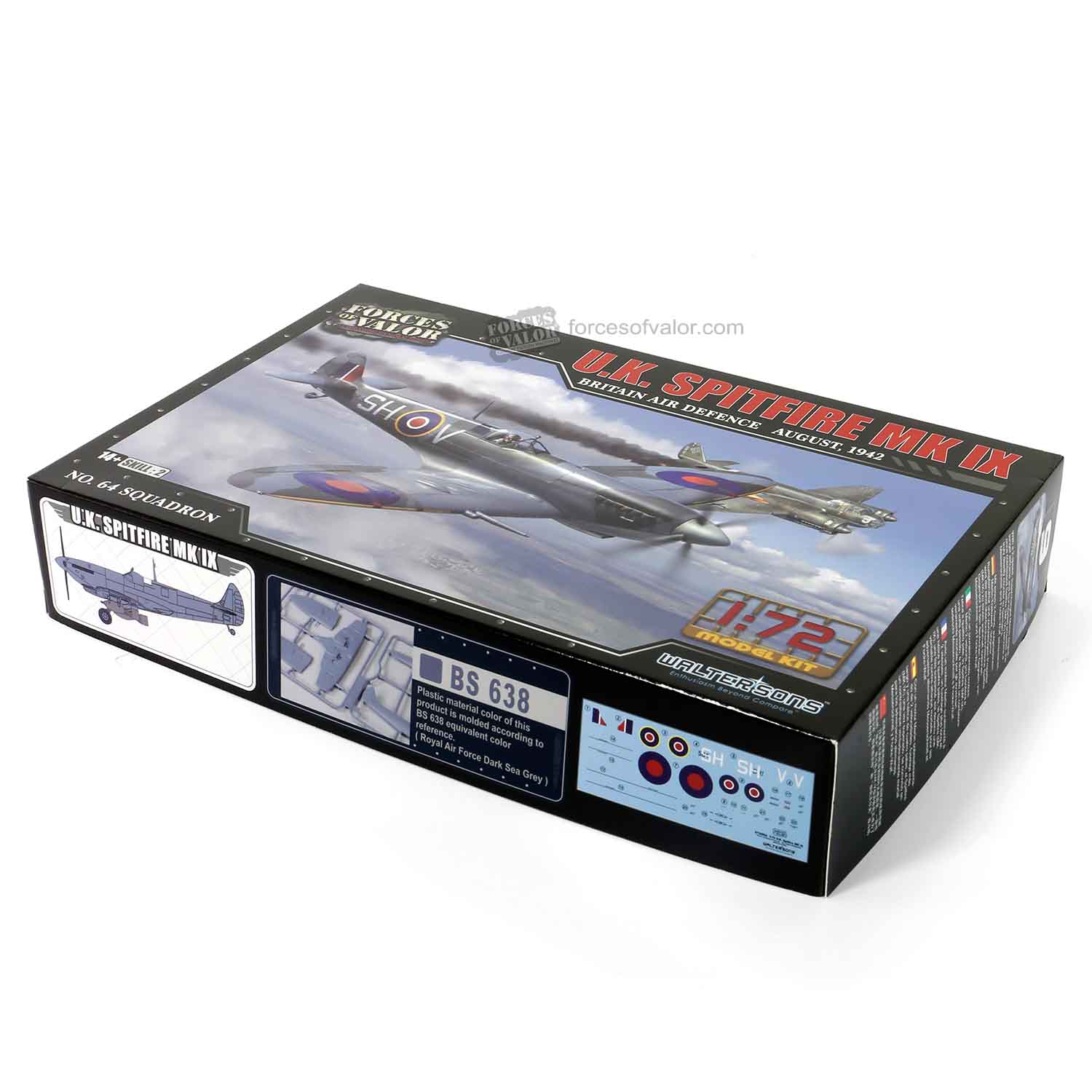 Awesome U.K Spitfire MK IX 1942 British Air Defence Model Kit 1:72 - Waltersons 873009A