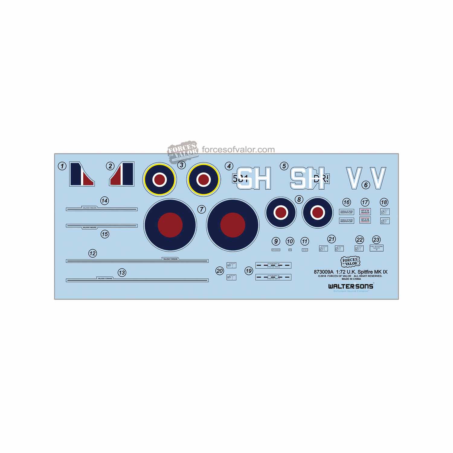 Awesome U.K Spitfire MK IX 1942 British Air Defence Model Kit 1:72 - Waltersons 873009A
