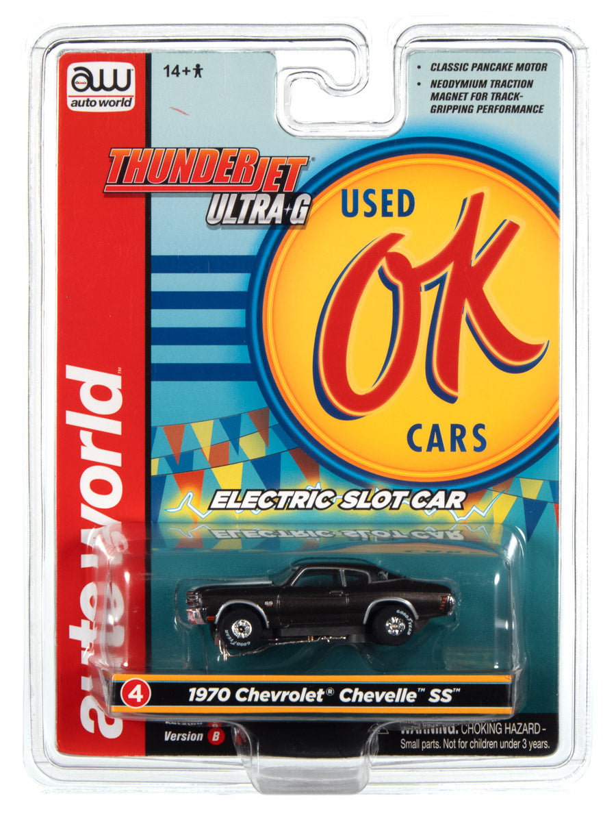 Auto World's Thunderjet Release 1 Slot Car Set - OK Used Cars SC377: A Racing Sensation!