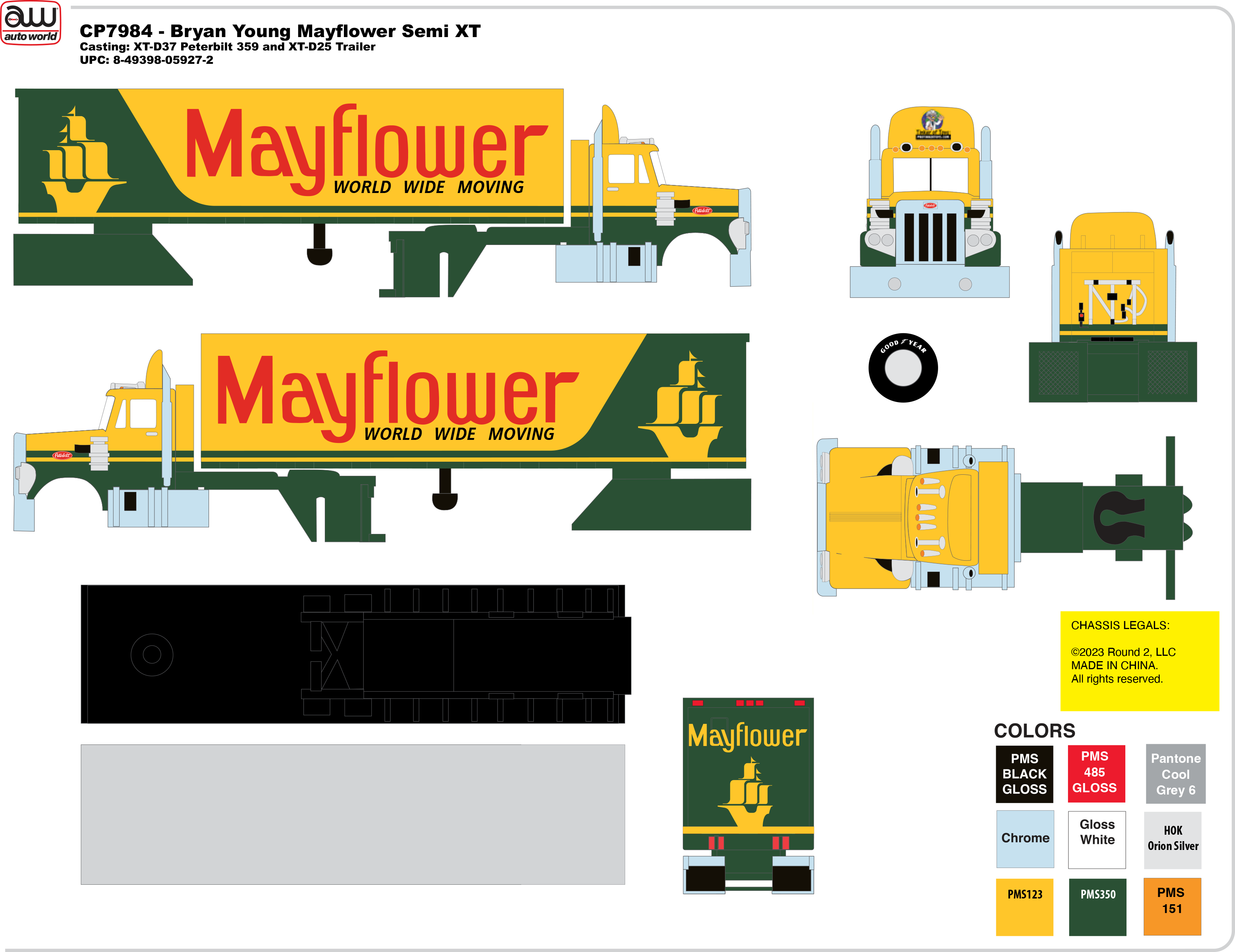 Auto World Mayflower Semi Peterbilt 359 Trailer Slot Car | CP7984