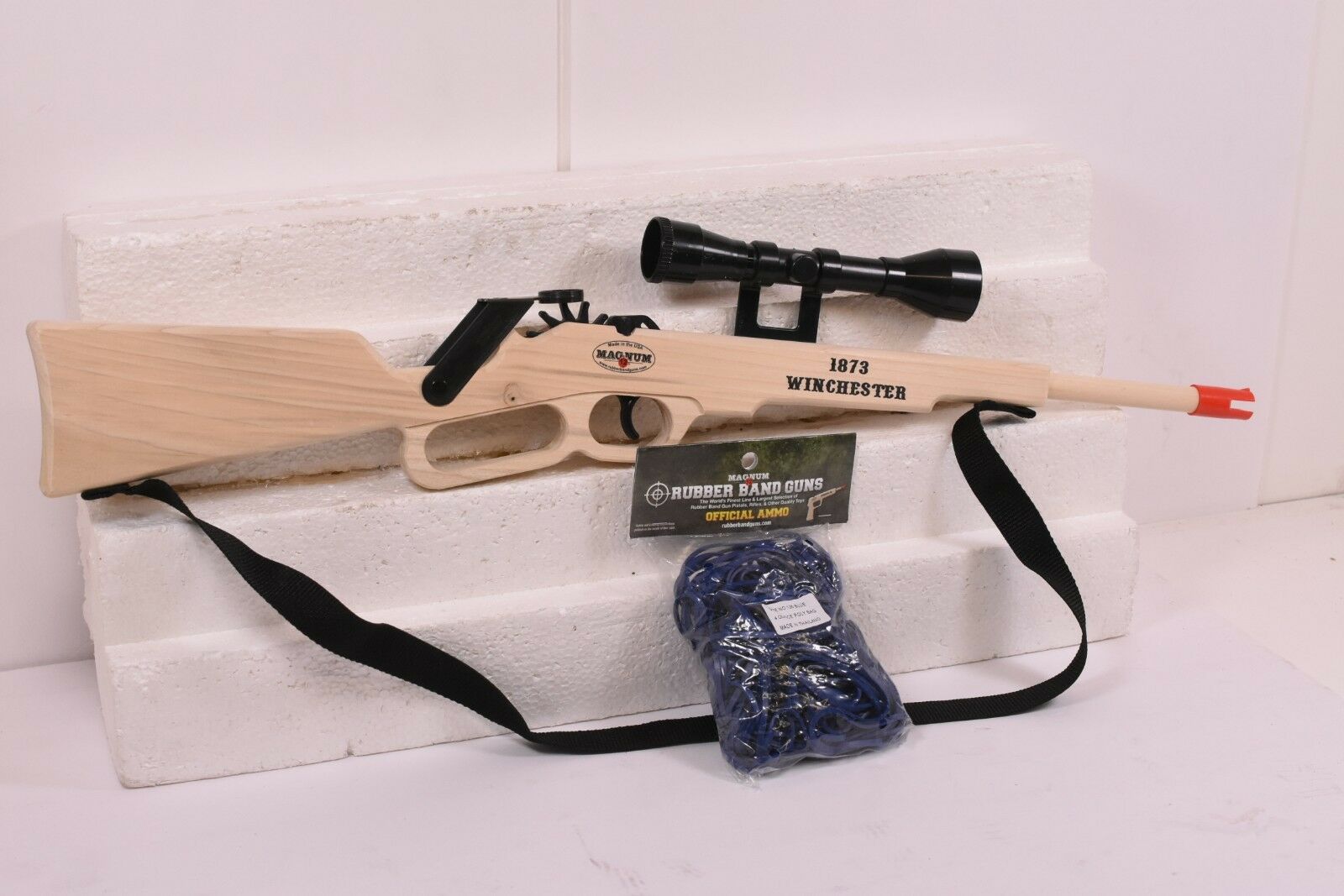 Winchester 1873 Rifle with Scope & Free Ammo - Magnum Rubber Band Gun GL21873SSS