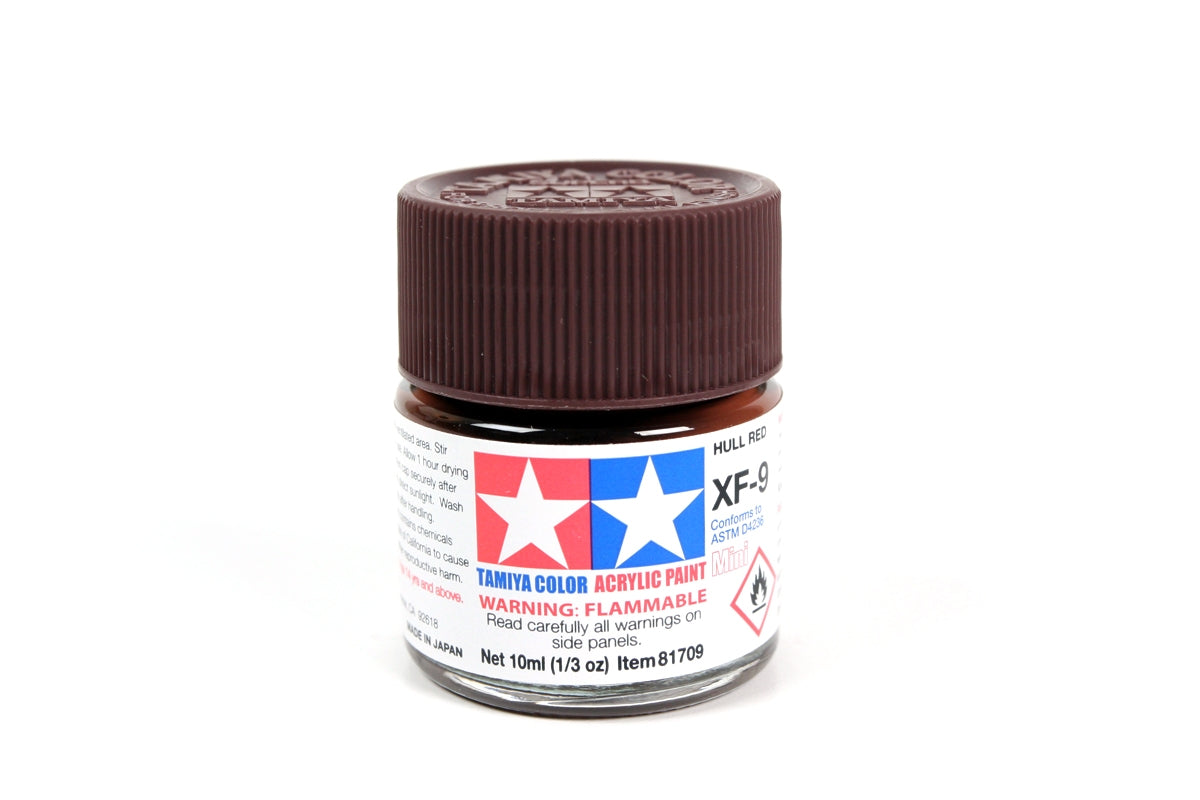 Tamiya Acrylic Mini XF-9 Hull Red Paint (10ml) - A Must-Have for Model Enthusiasts!