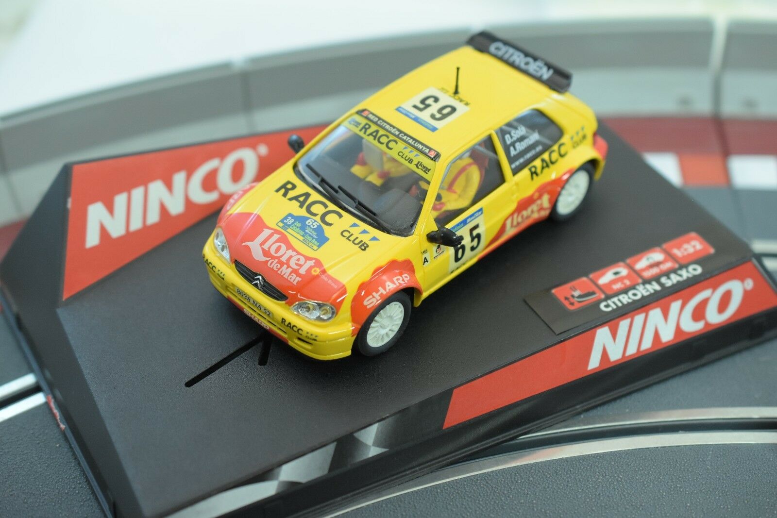 Ninco's Exciting Citroen Saxo JWRC 'RACC' D Sola Slot Car - 50266