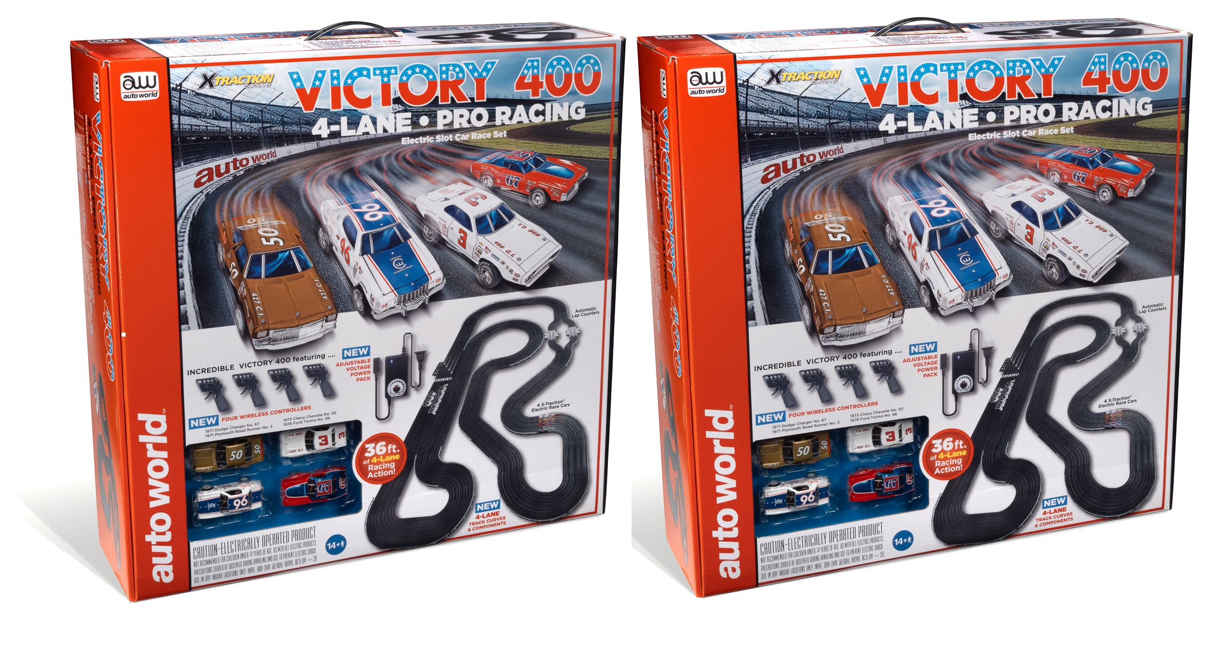 36' Victory 400 4-Lane Pro Racing Slot Car Race Set by Auto World - An Unbeatable Racing Experience!