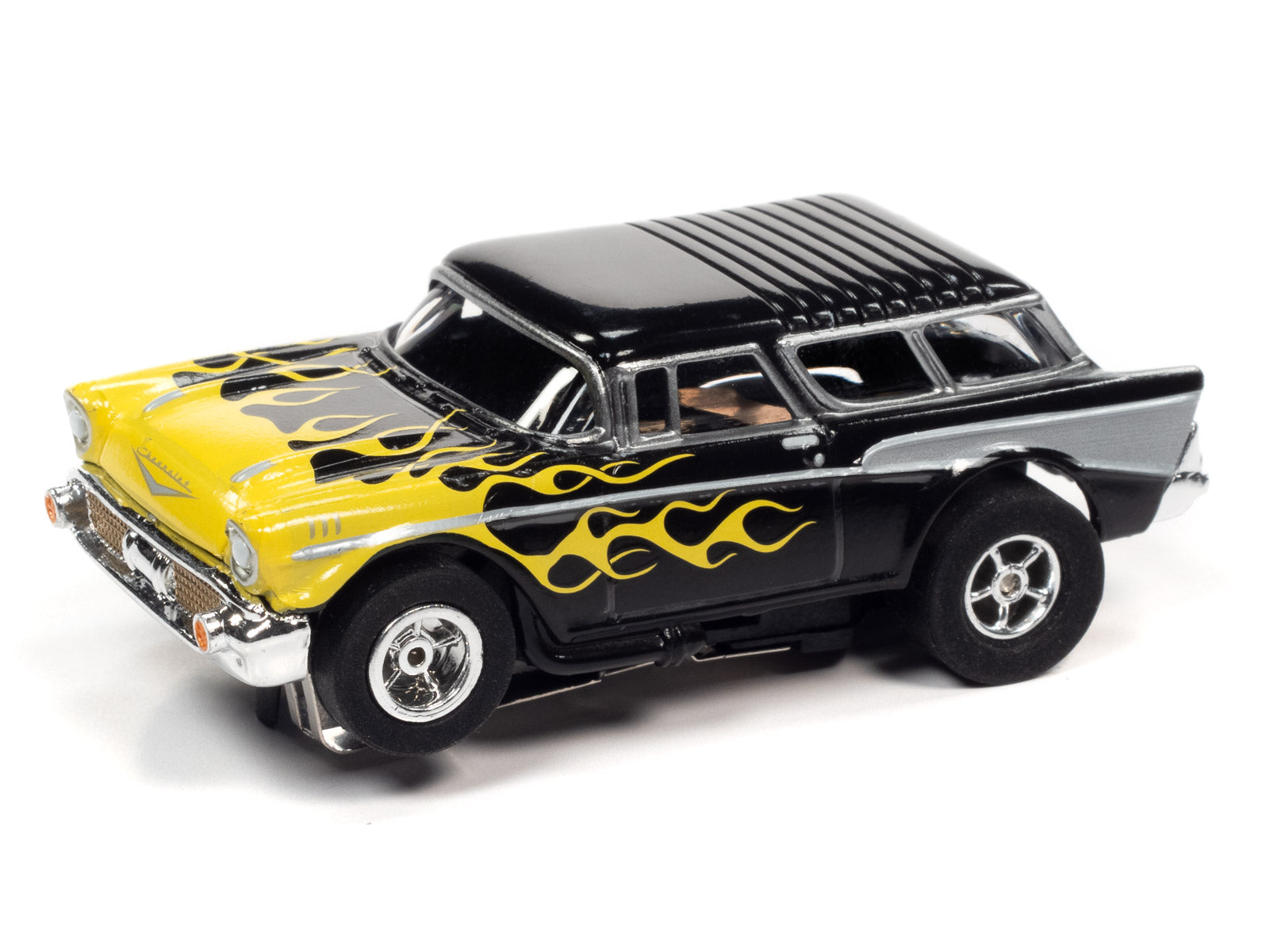 Exclusive Black & Yellow Flame 1957 Chevrolet Nomad by Auto World - CP7820
