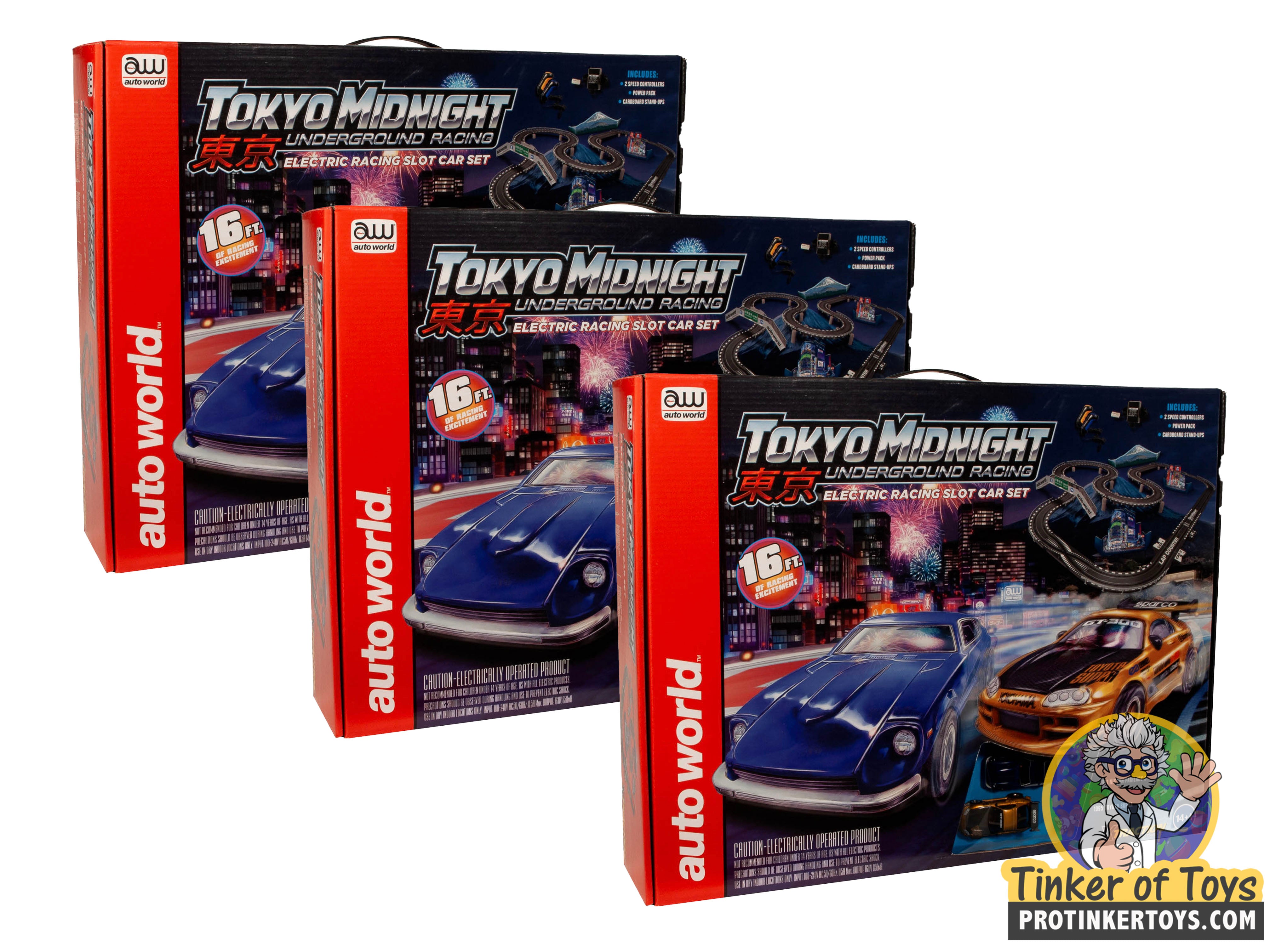 16' Tokyo Midnight Underground Racing Slot Race Set - SRS342 by Auto World: An Exciting Racing Experience!