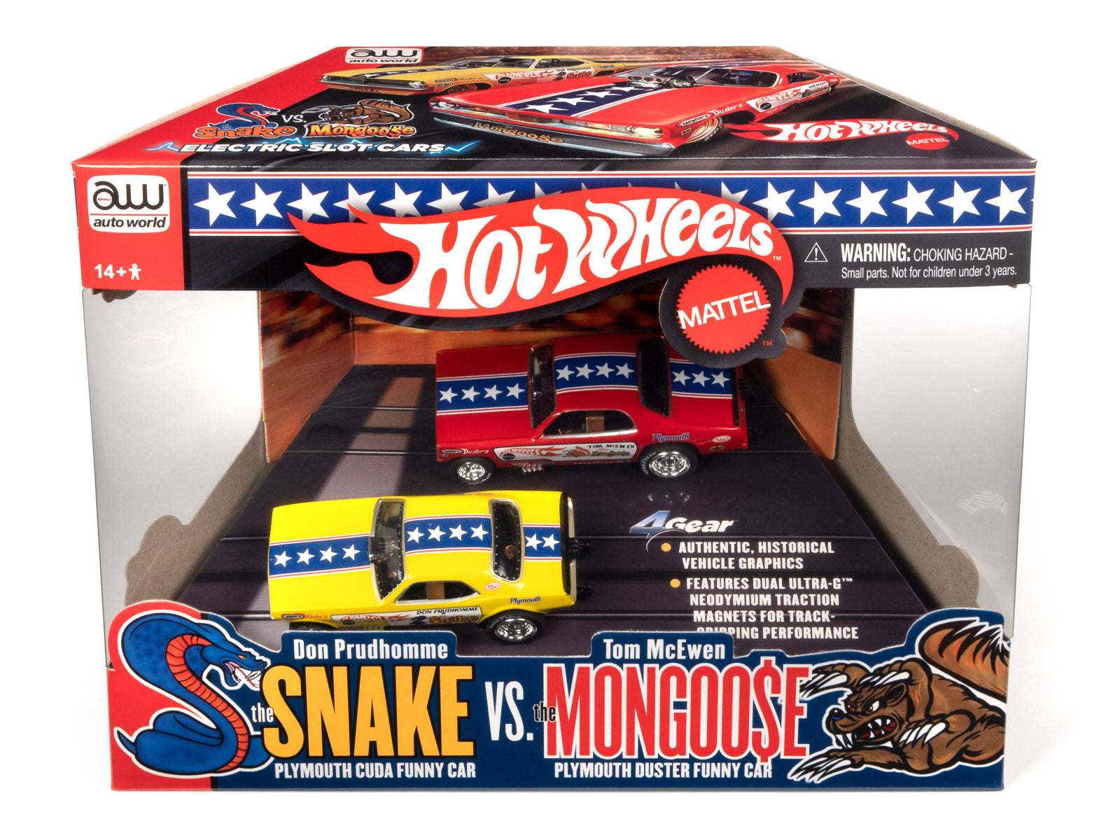 Hot Wheels Snake & Mongoose 2-Pack - 4Gear | SC2PK001 | Auto World - Relive the Drag Racing Rivalry!