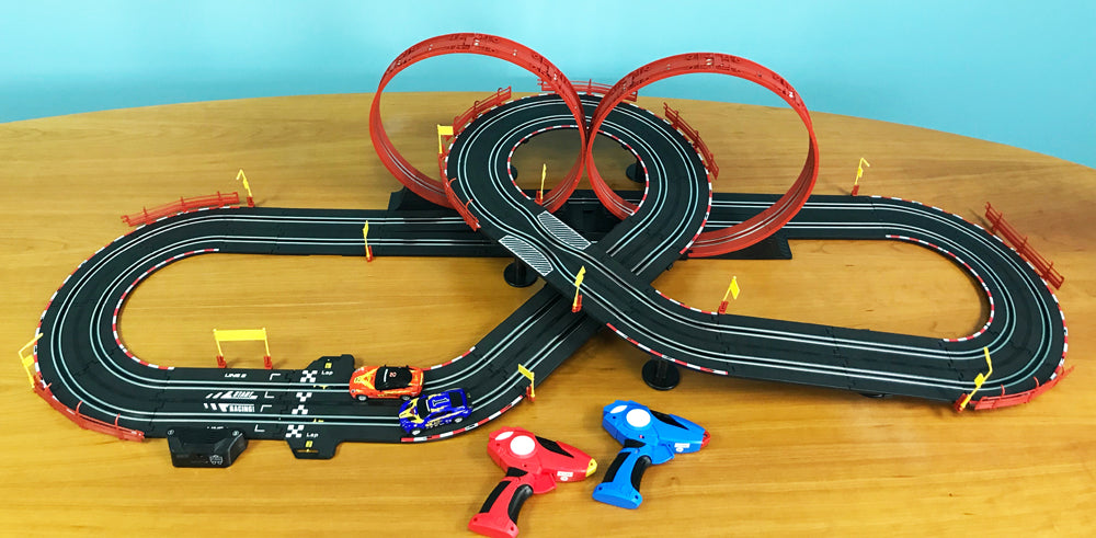 Johnny Lightning 24' Double Loop Raceway Remote Control Electric 1:43 Scale Slot Race Set - Exclusive Auto World Gem! | JLRS001