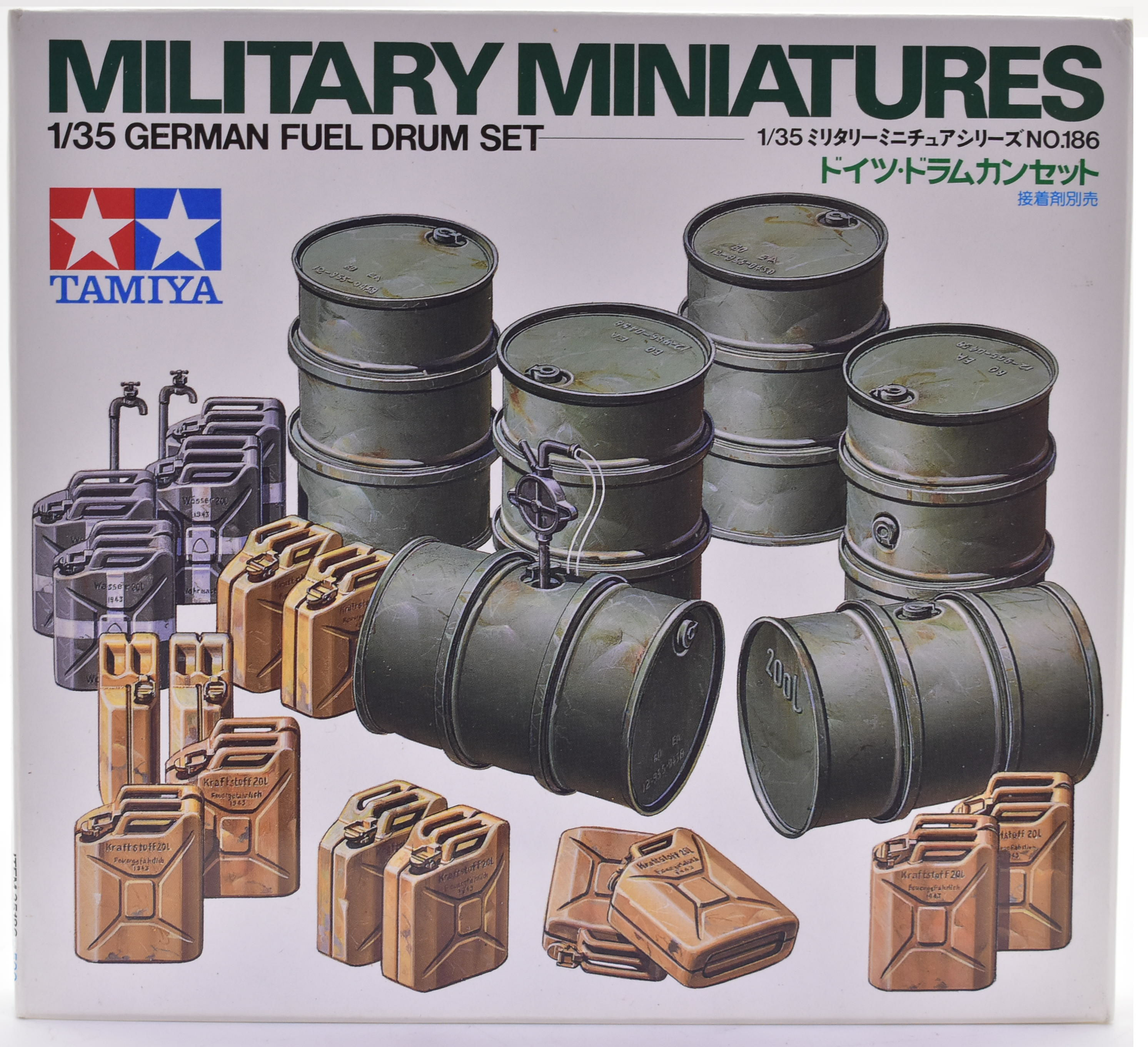 Tamiya's 1:35 Scale German Fuel Drum Set - Military Miniatures for Enthusiasts!