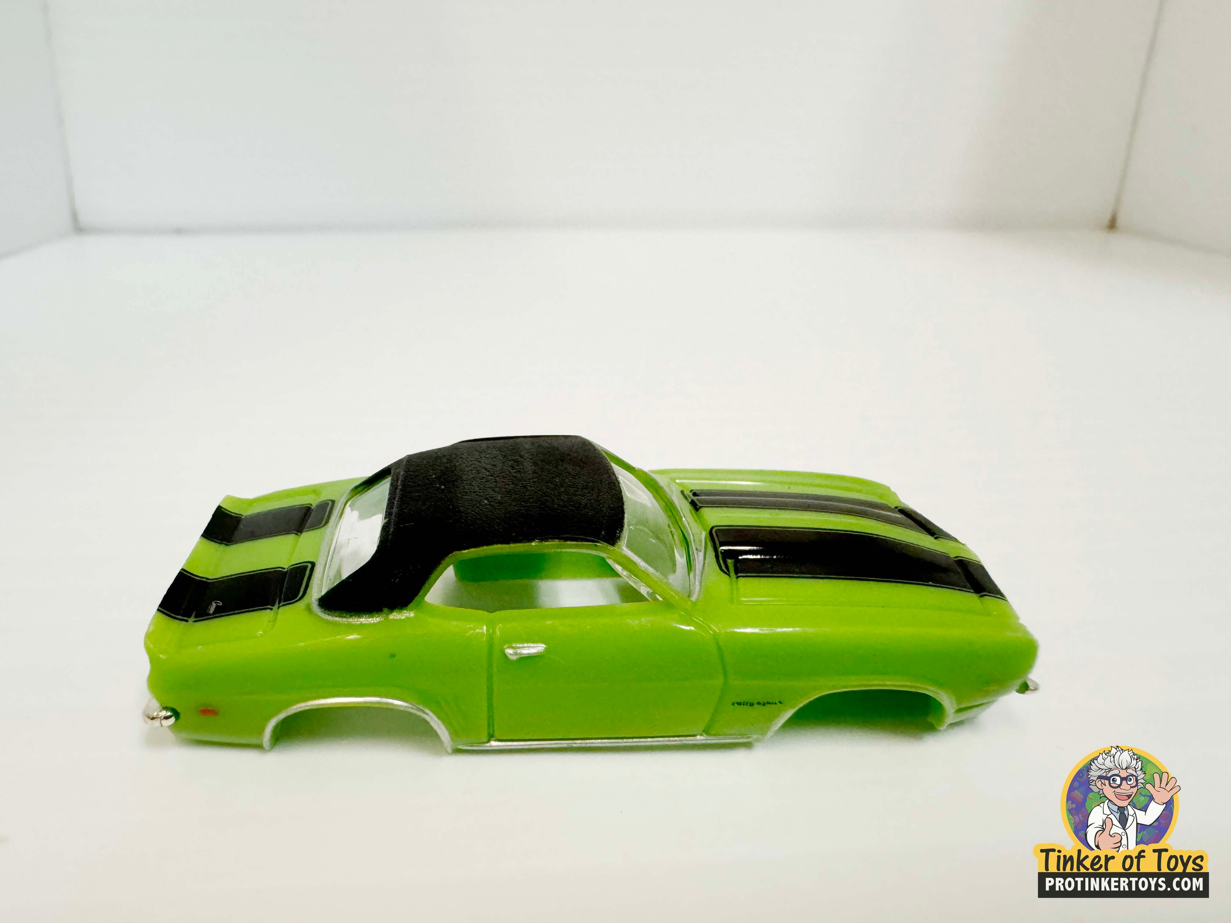 1969 Camaro RS Convertible Light Green with Black Stripes - Model Motoring Slot Car Gem!