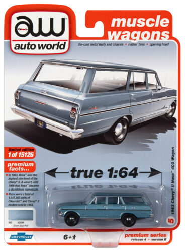 AW Auto World 1963 Chevrolet II Nova 400 Wagon 1:64 Muscle Wagons - AW64332 Die - Cast: A Must - Have Collectible!