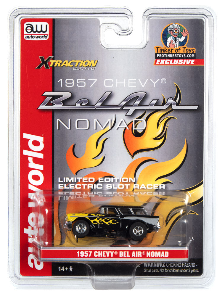Exclusive Black & Yellow Flame 1957 Chevrolet Nomad by Auto World - CP7820